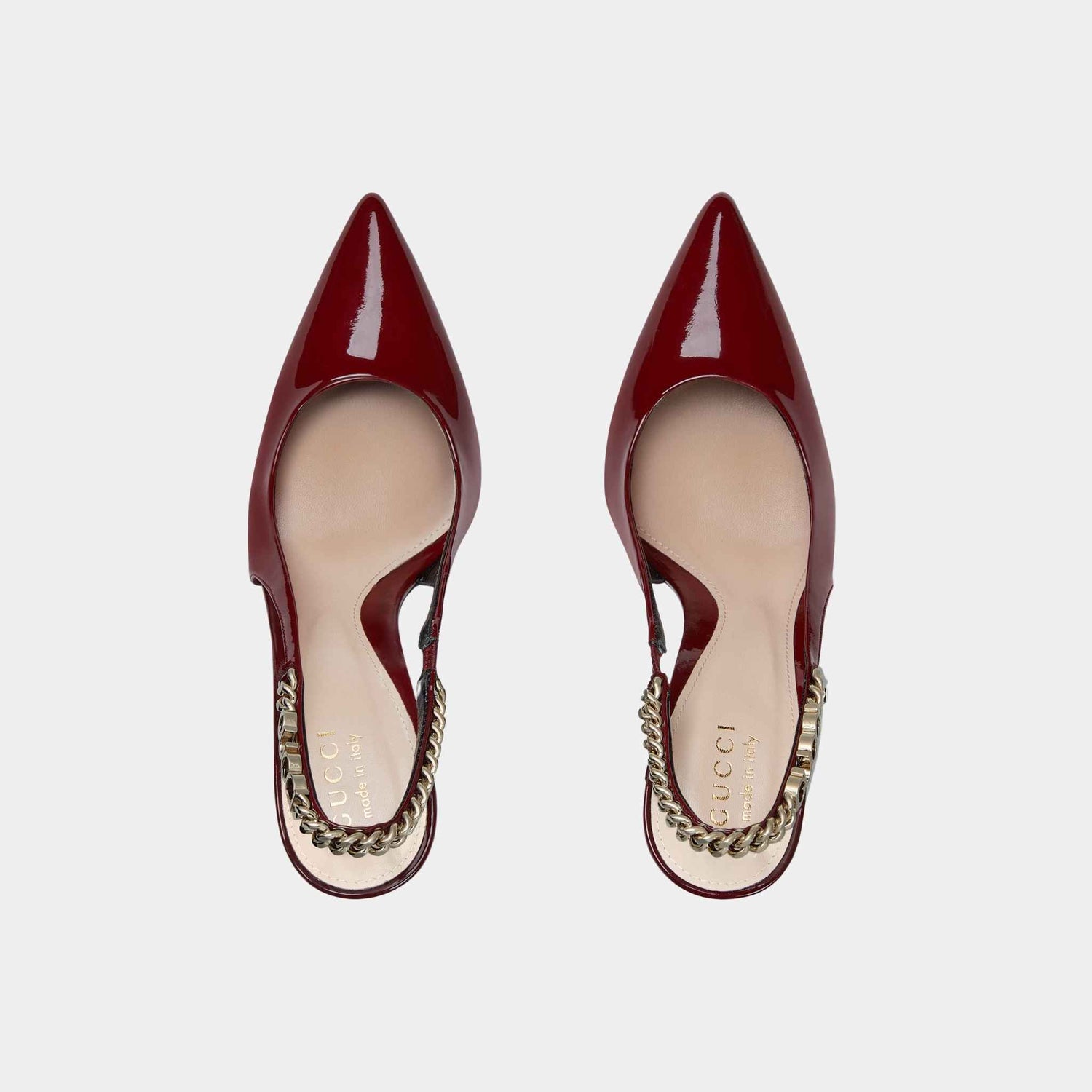 Gucci Signoria Slingback Patent Leather Pump, Rosso Ancora Red, Top