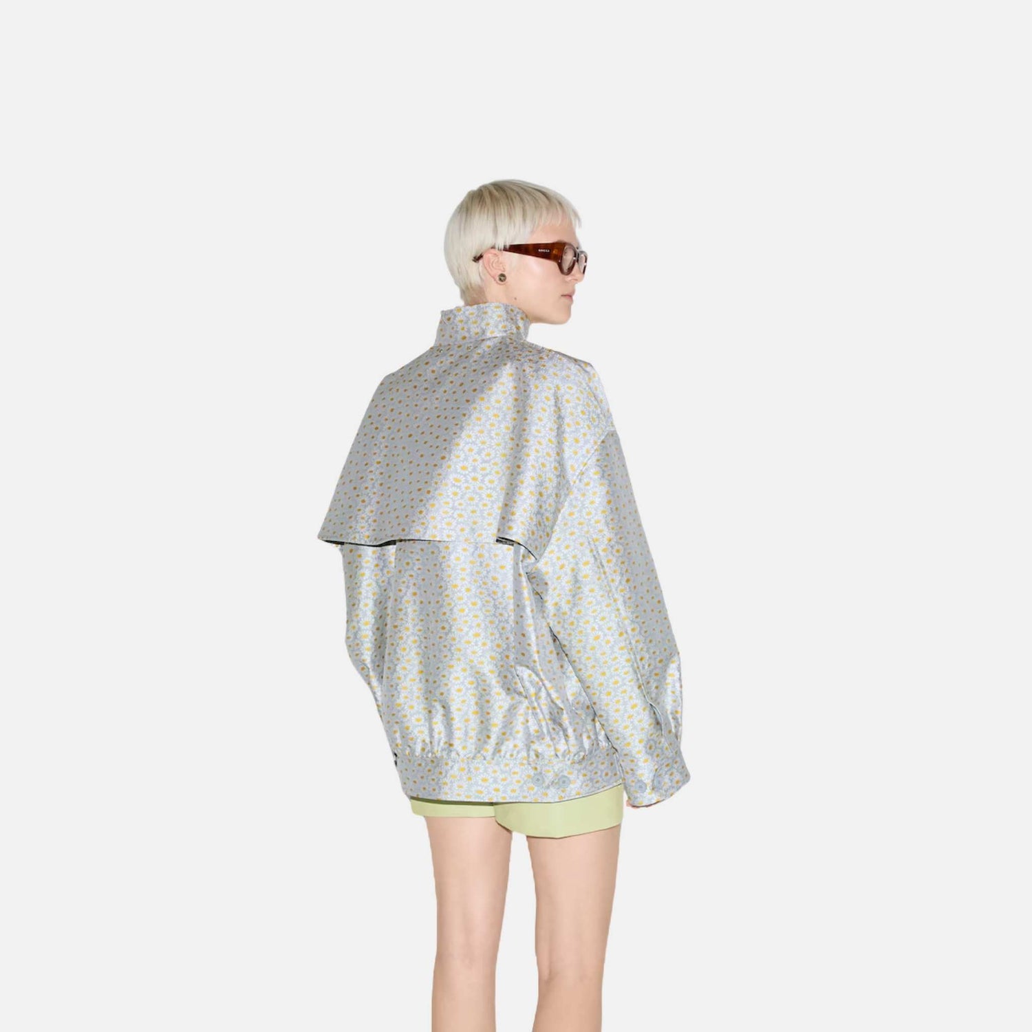 Gucci Silk Blend Floral Jacquard Jacket, Back