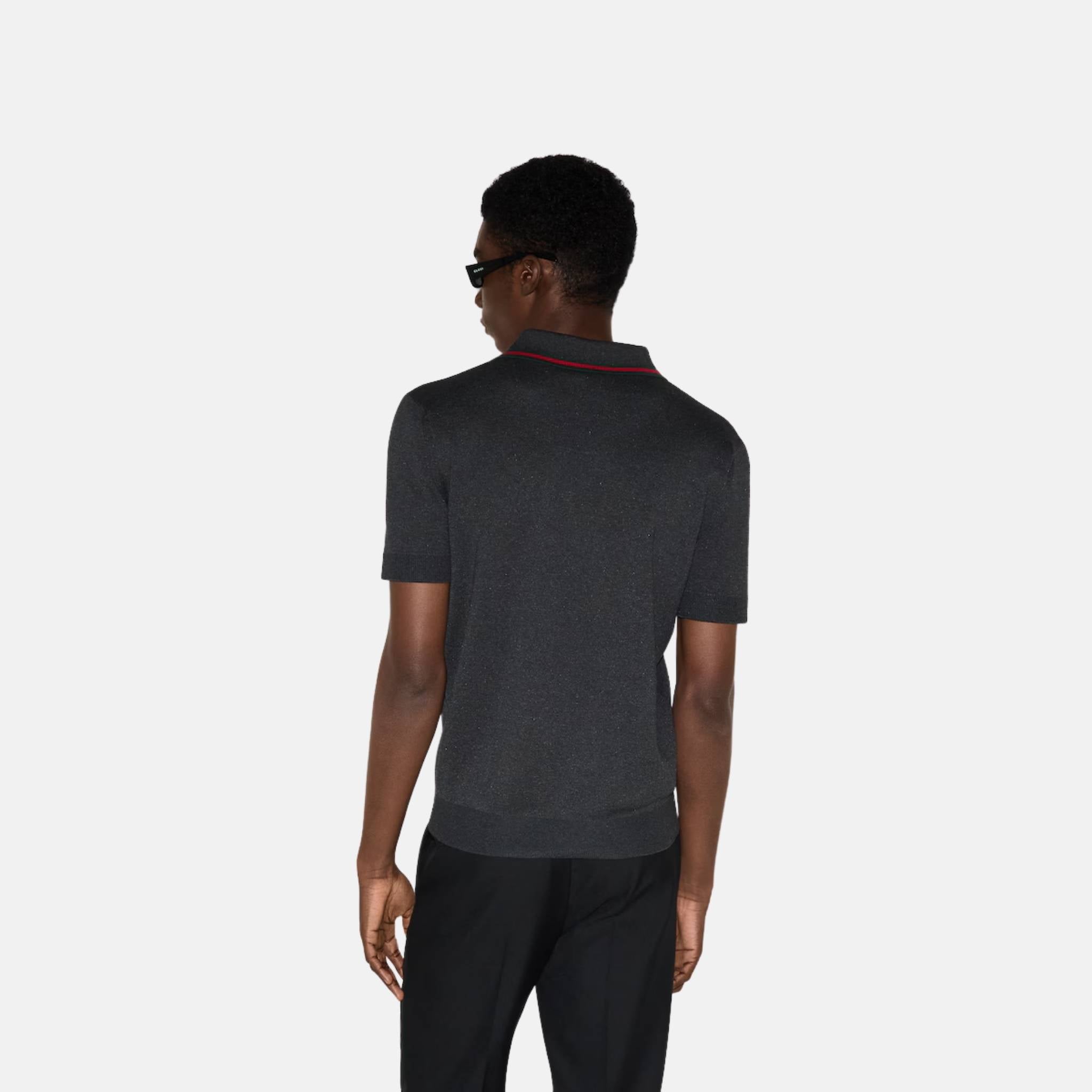 Gucci Silk Cotton Polo Shirt With Web, Back