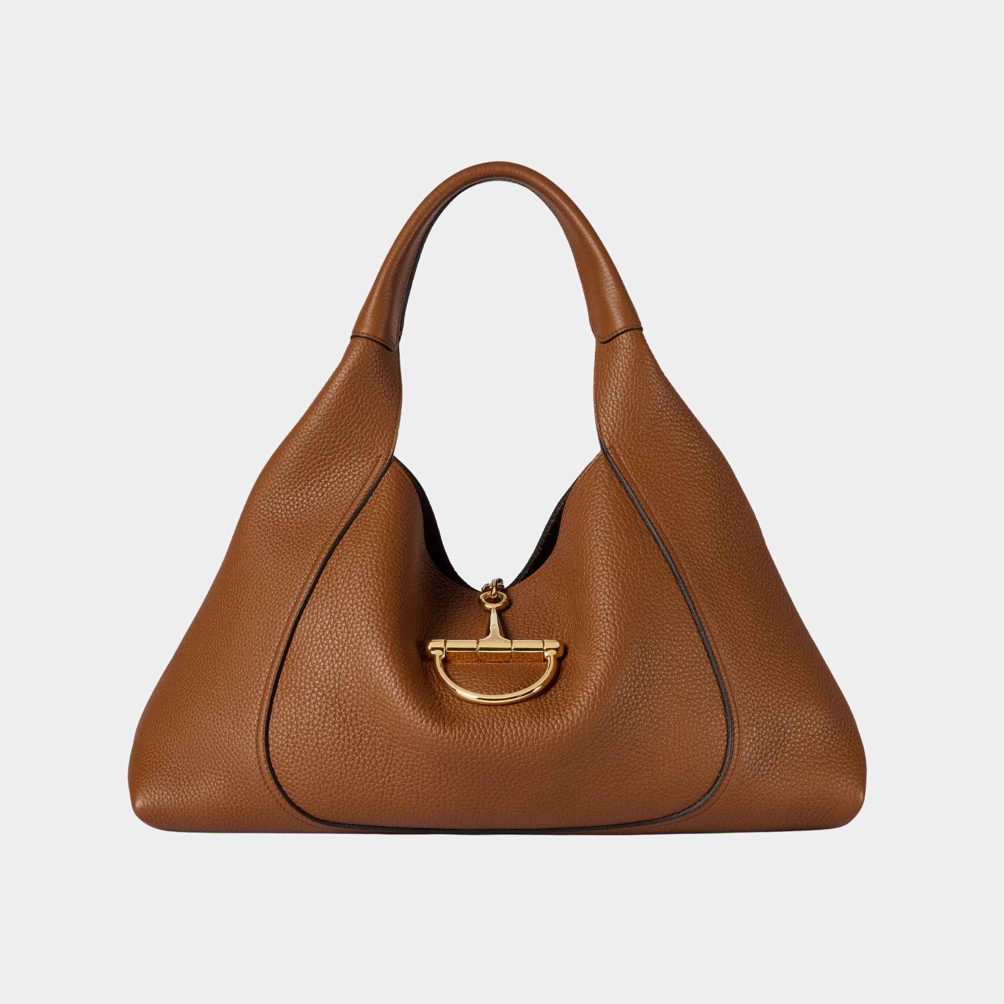 Gucci Softbit Maxi Shoulder Bag, Brown, Front