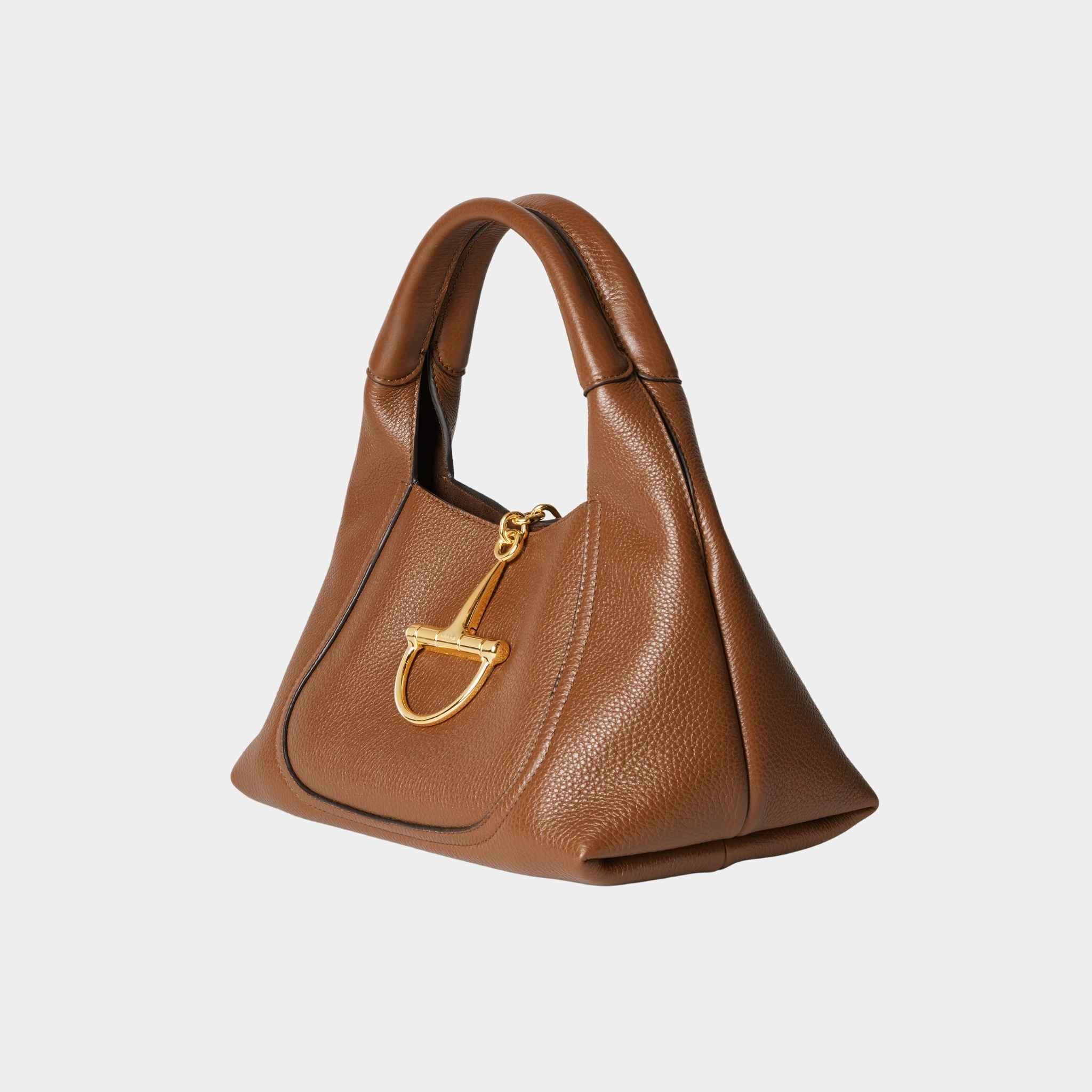 Gucci Softbit Medium Top Handle Bag, Brown, Side