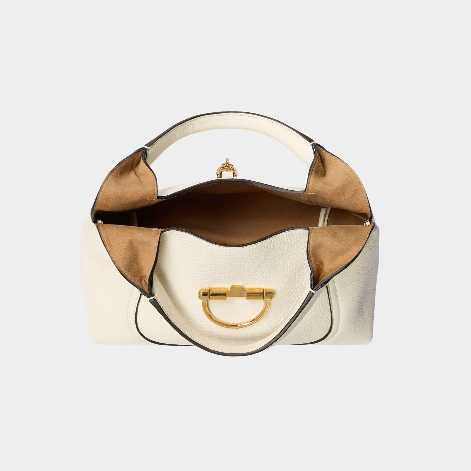 Gucci Softbit Medium Top Handle Bag, White, Inside