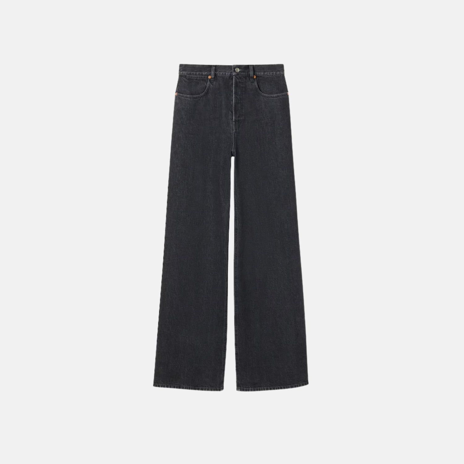 Gucci Wide Leg Denim Trousers, Black, Front