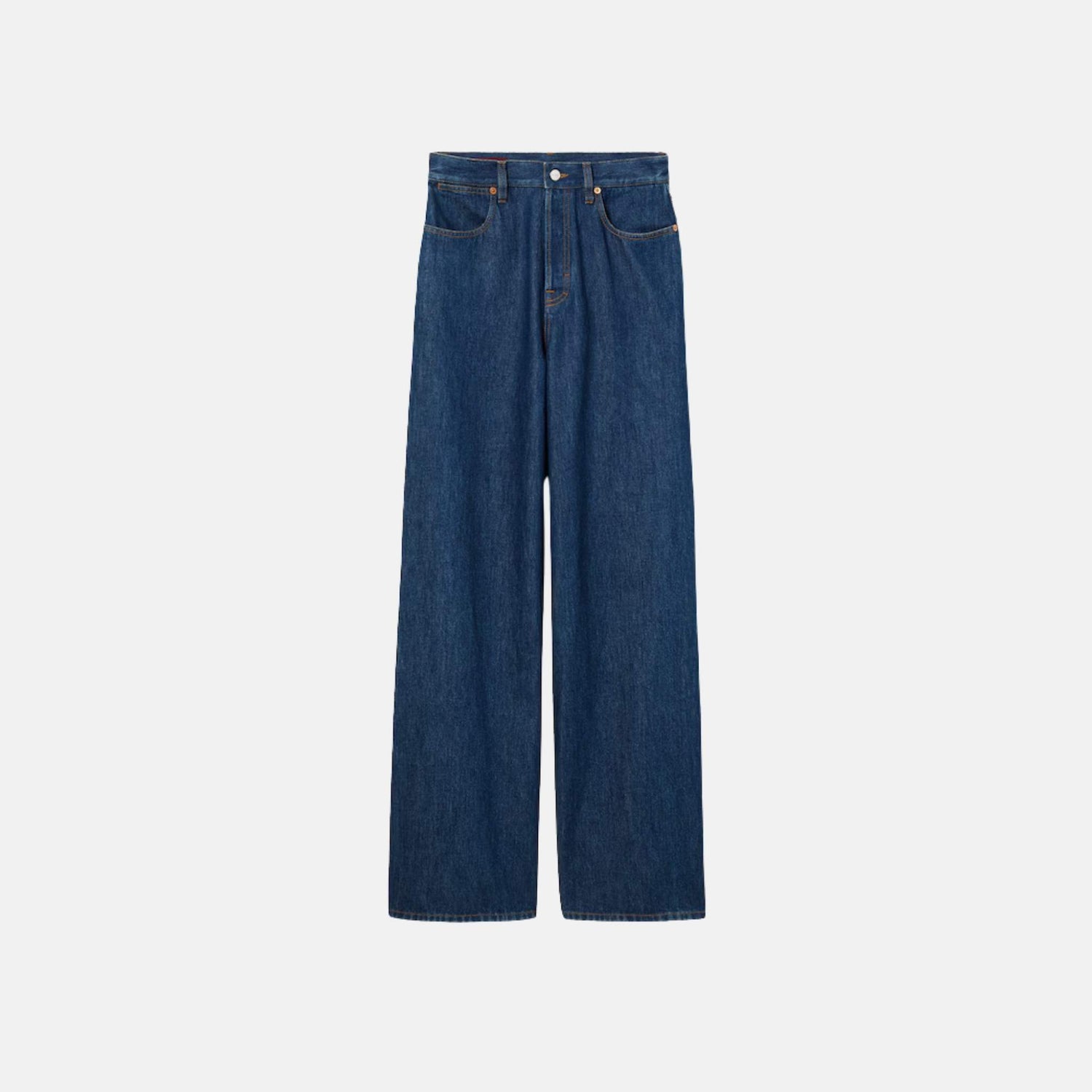 Gucci Wide Leg Denim Trousers, Blue, Front