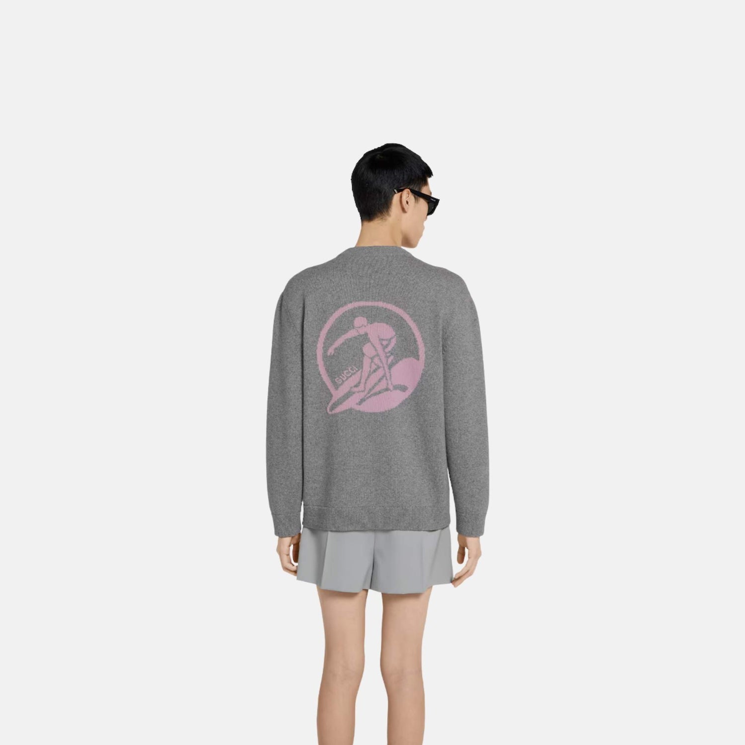 Gucci Wool Cashmere Cardigan With Intarsia, Back