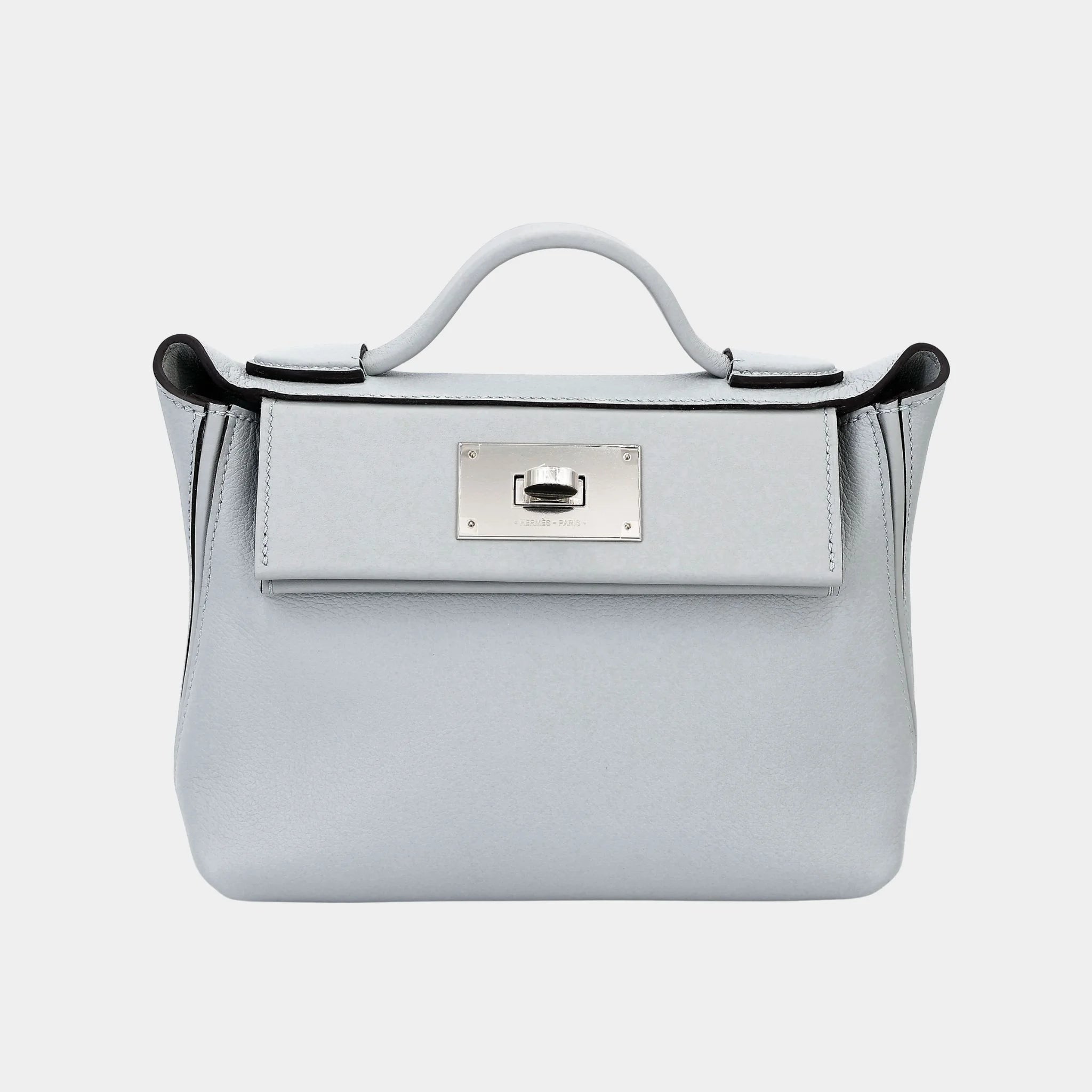 Hermes 24/24 - 21 Mini Evercolor Bleu Glacier PHW, Front