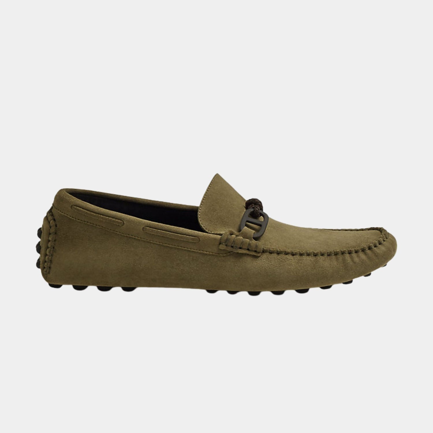 Hermes Alessandro Loafer in Suede Goatskin, Khaki, Side