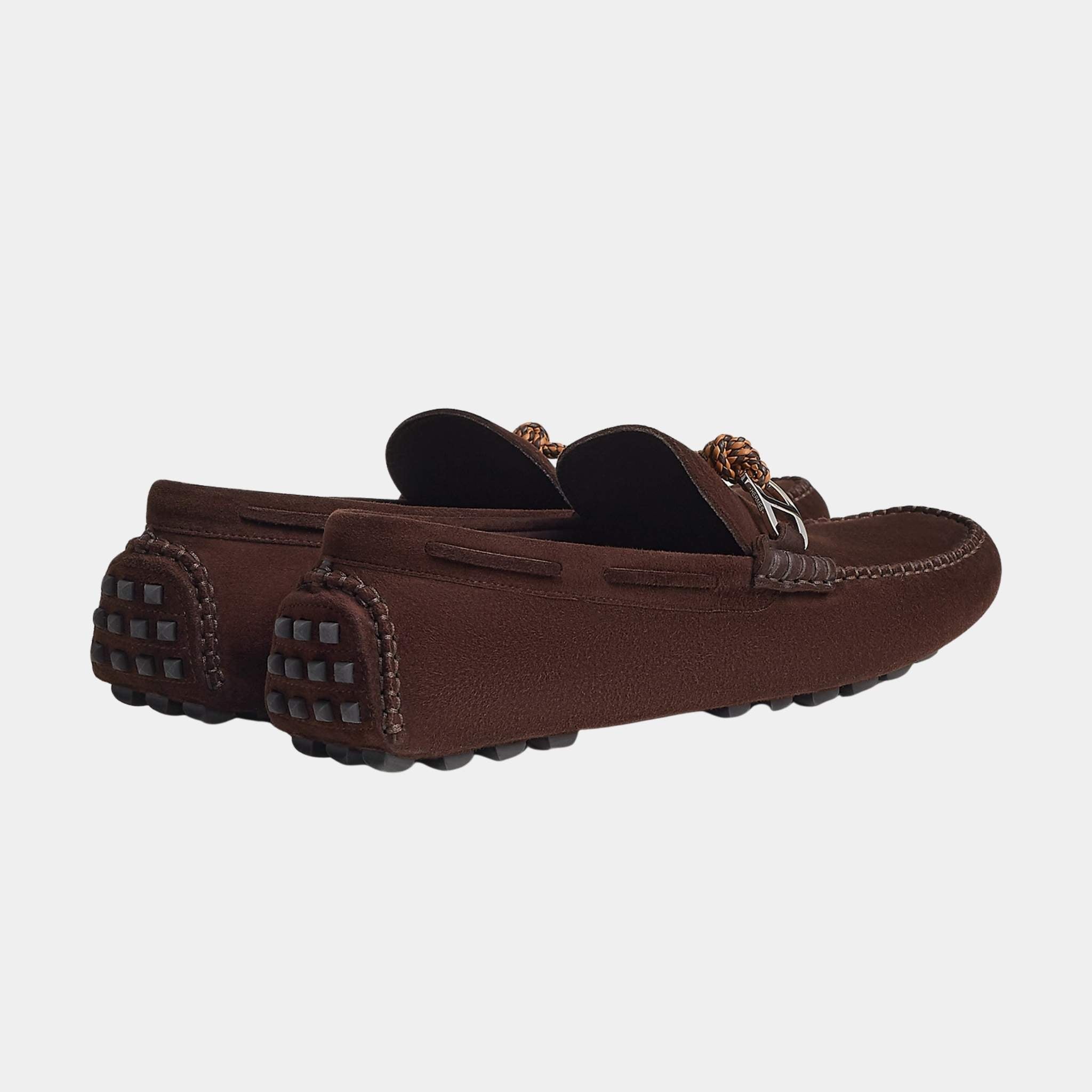 Hermes Alessandro Loafer in Suede Goatskin, Marron Ebene, Back