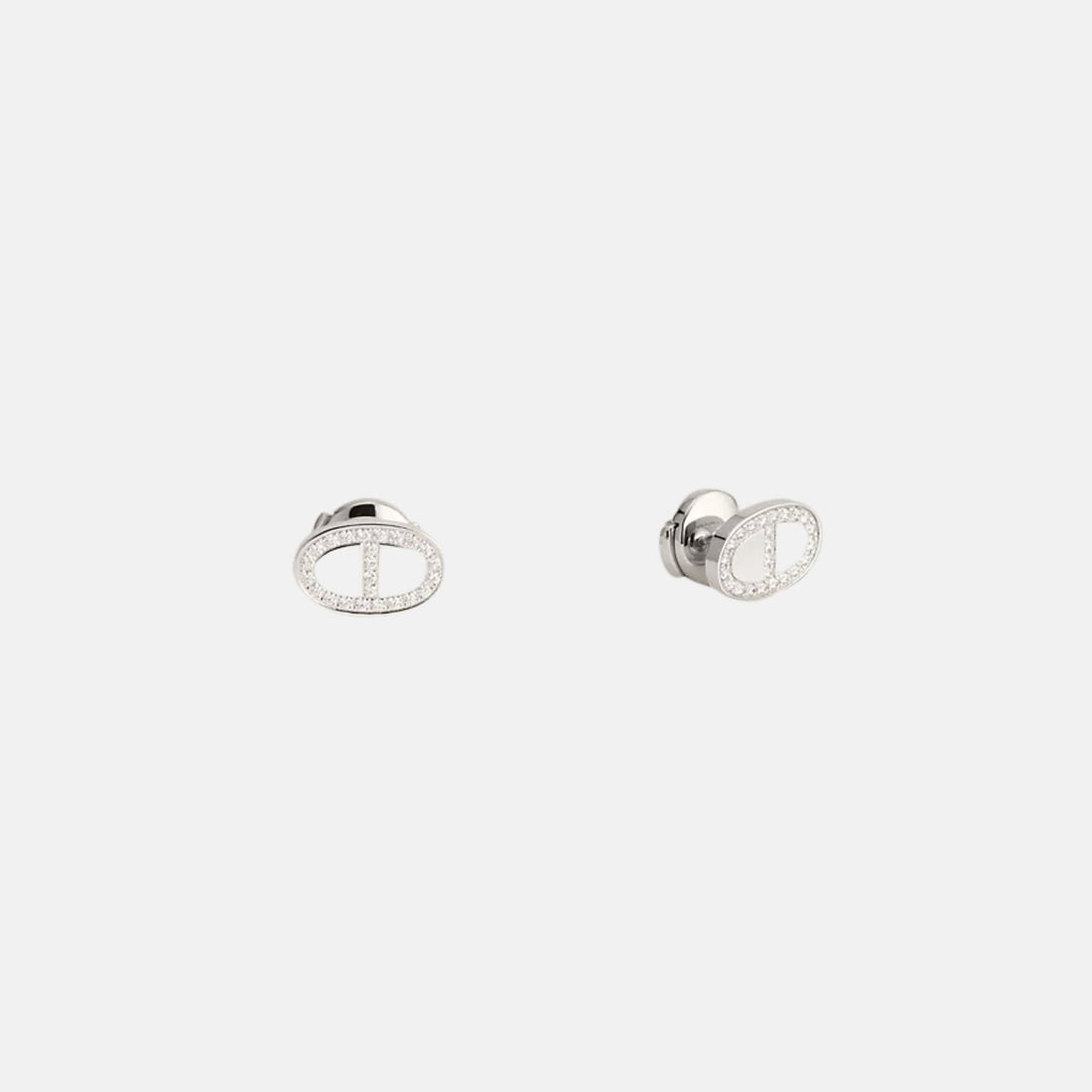 Hermes Anchor Chain Contour Earrings White Gold Diamond, Front