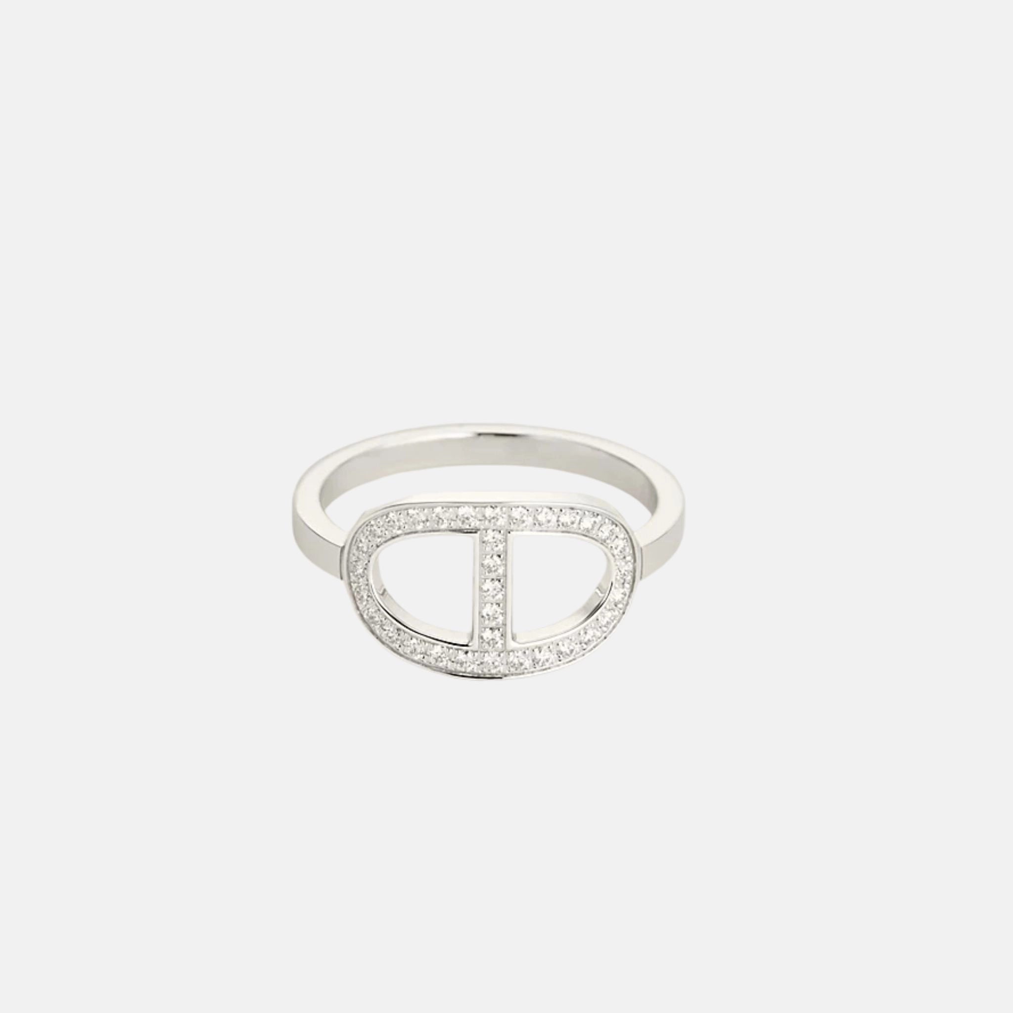 Hermes Anchor Chain Contour Ring White Gold Diamond, Front