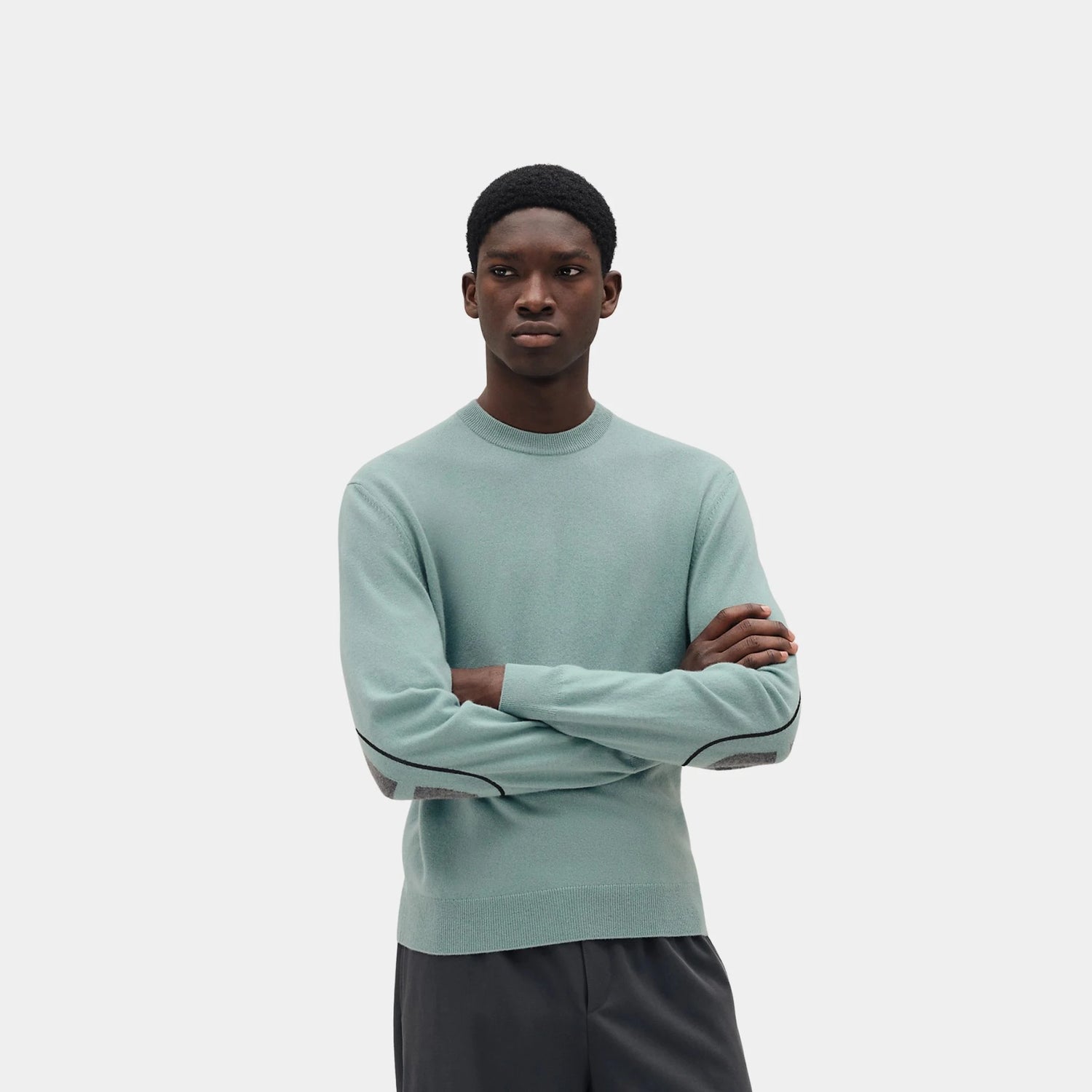 Hermes Anchor Chain Link Round Neck Sweater, Celadon, Front