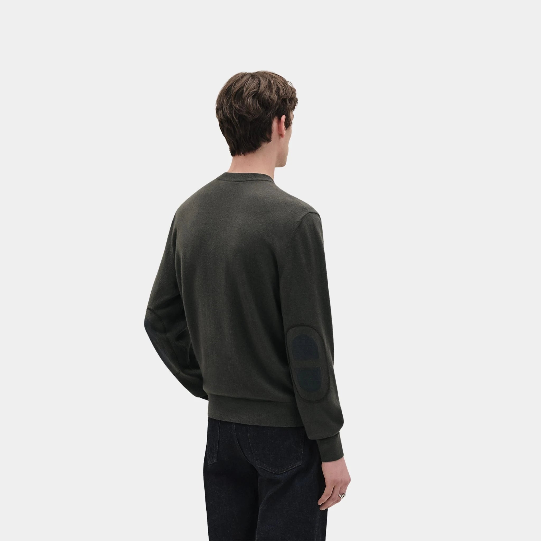 Hermes Anchor Chain Link Round Neck Sweater, Vert Chrome, Back