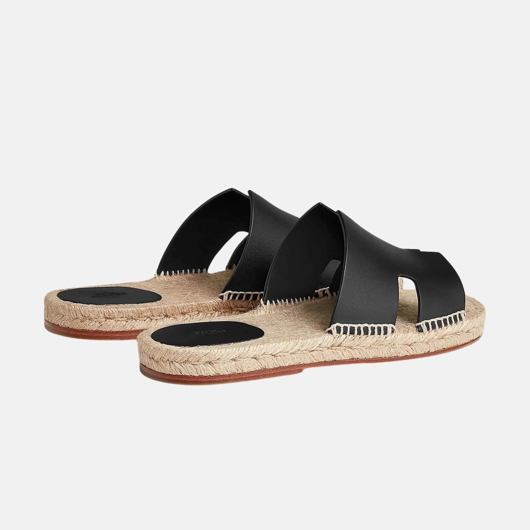 Hermes Antigua Espadrille In Calfskin, Noir, Back