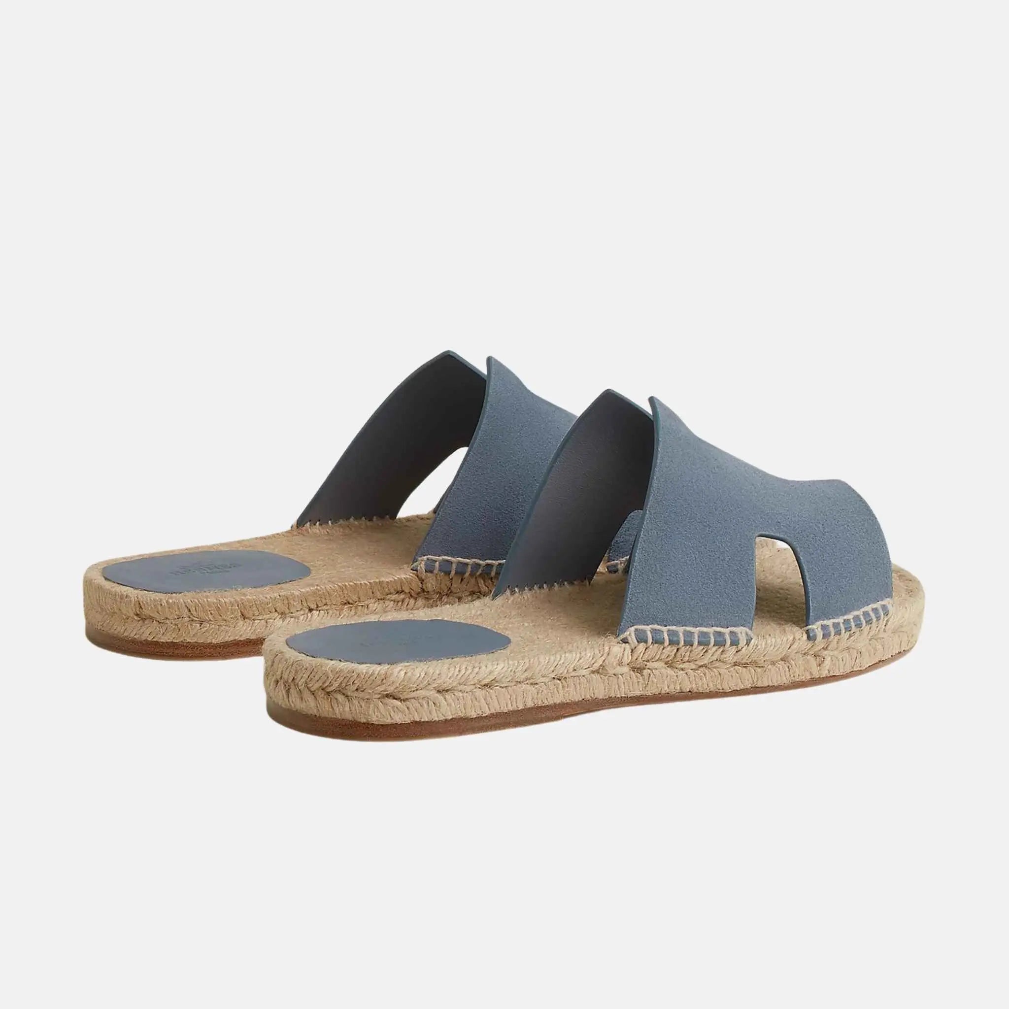 Hermes Antigua Espadrille In Suede Goatskin, Bleu Grignon, Back