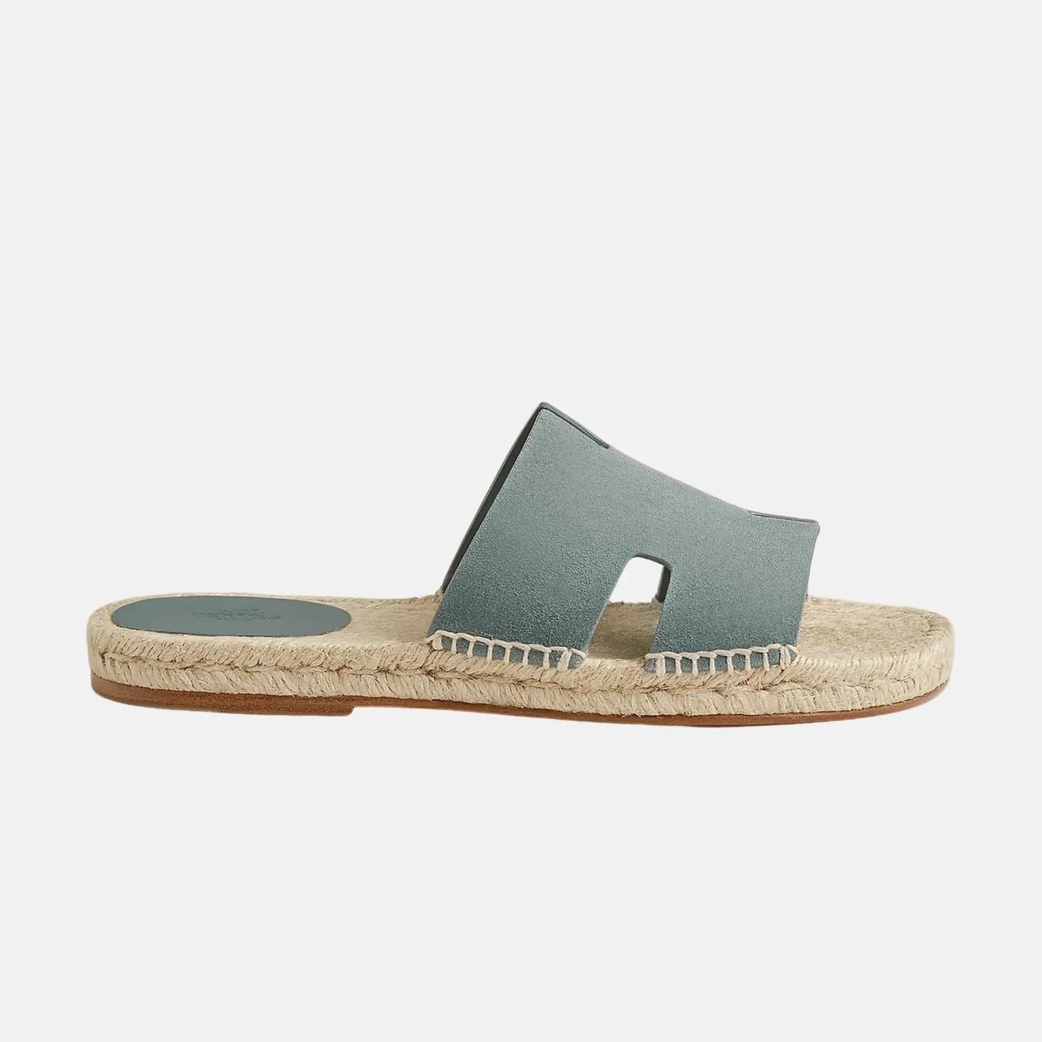 Hermes Antigua Espadrille In Suede Goatskin, Bleu Tonnerre, Side