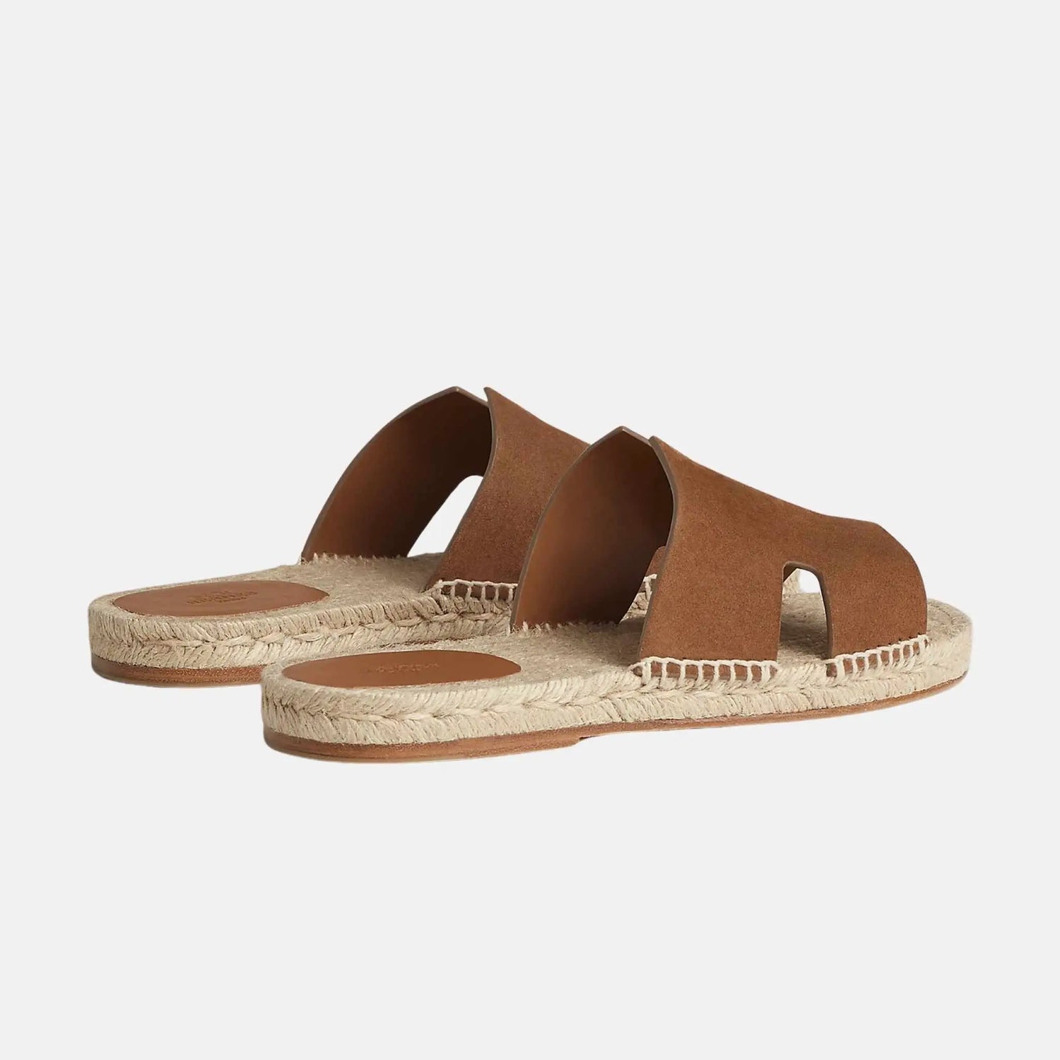 Hermes Antigua Espadrille In Suede Goatskin, Brun Fume, Back