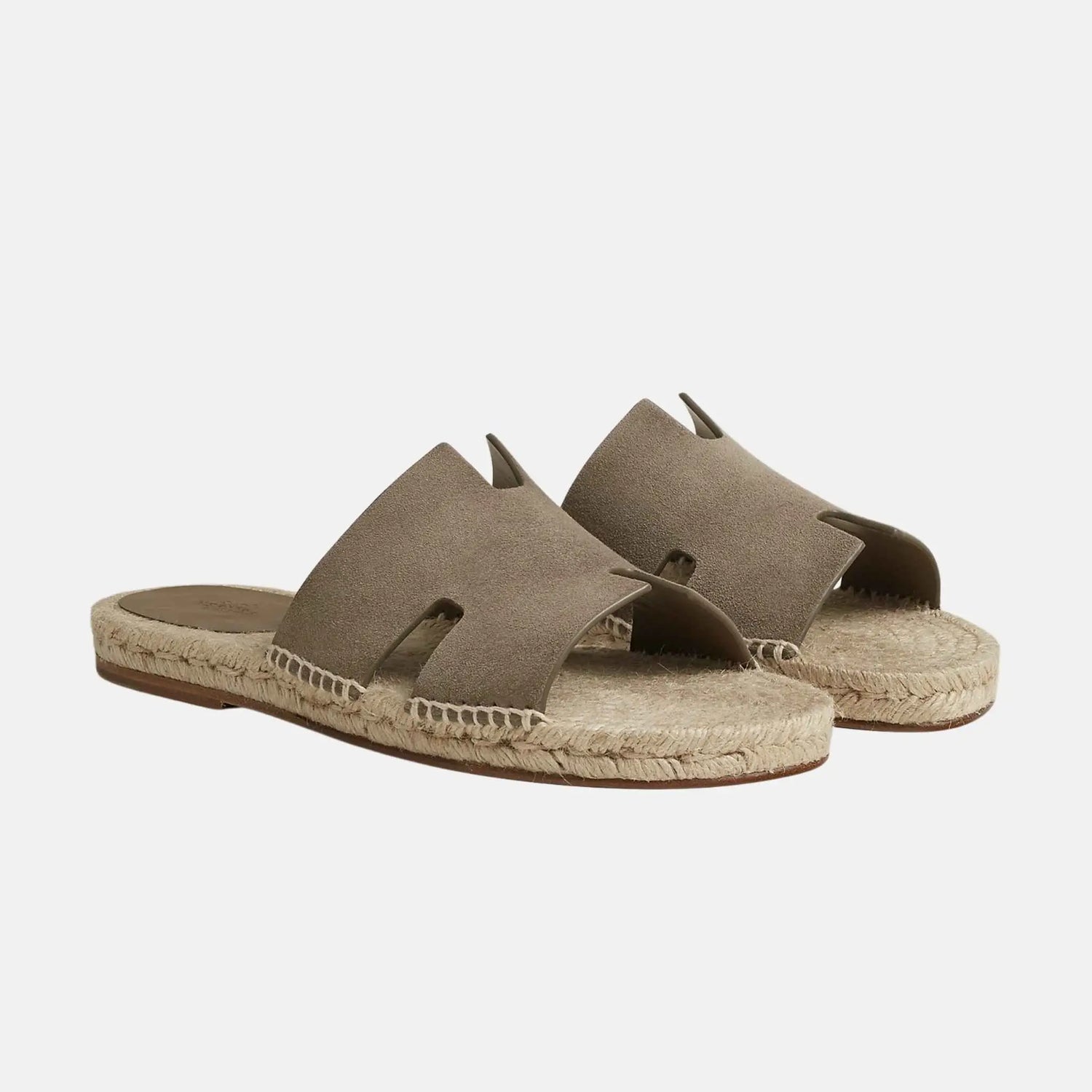 Hermes Antigua Espadrille In Suede Goatskin, Etoupe, Front