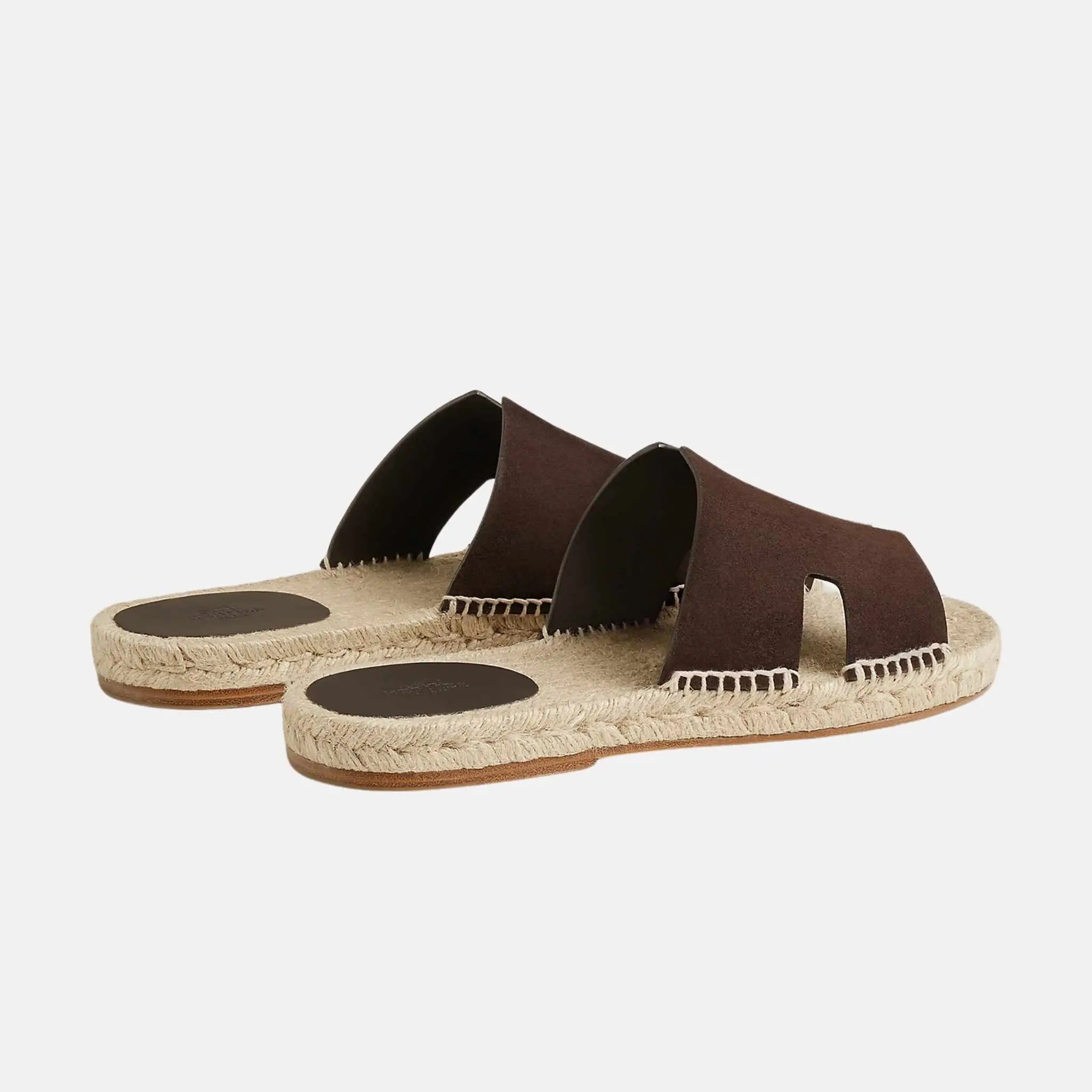 Hermes Antigua Espadrille In Suede Goatskin, Marron Ebene, Back