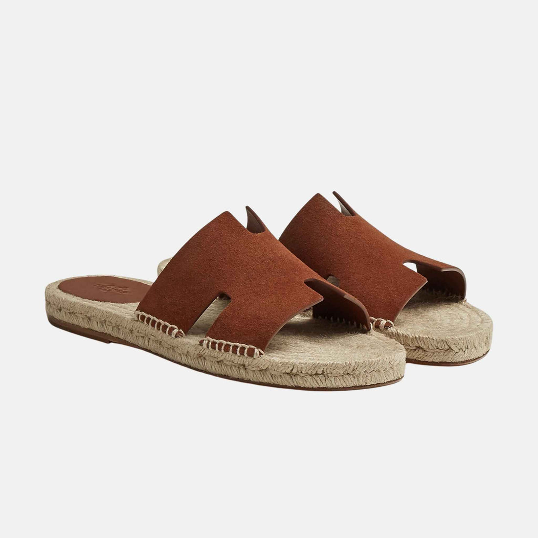 Hermes Antigua Suede Goatskin Espadrille, Gold, Front