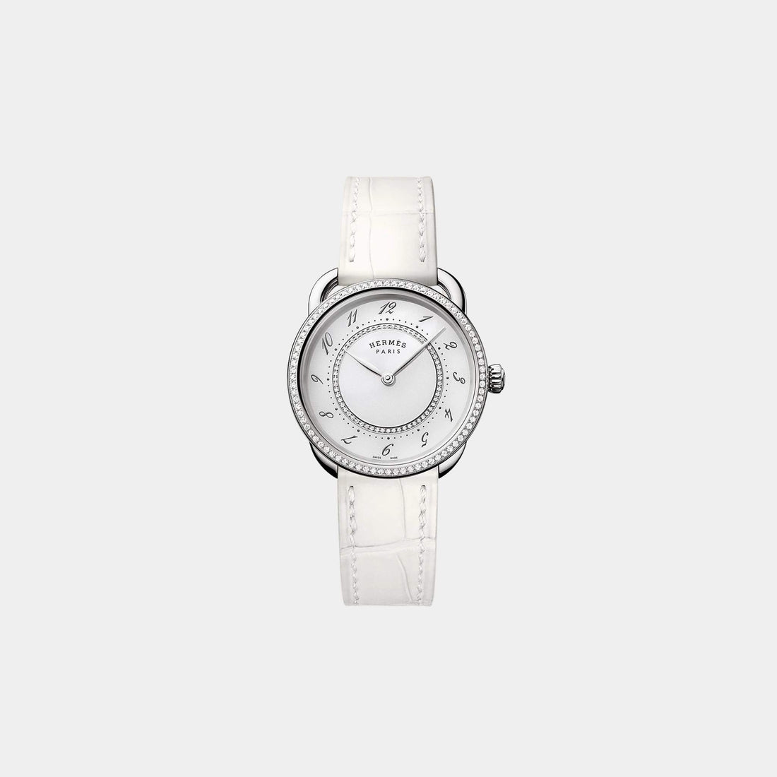 Hermes Arceau 30 mm Set-In Steel Watch With Alligator Strap