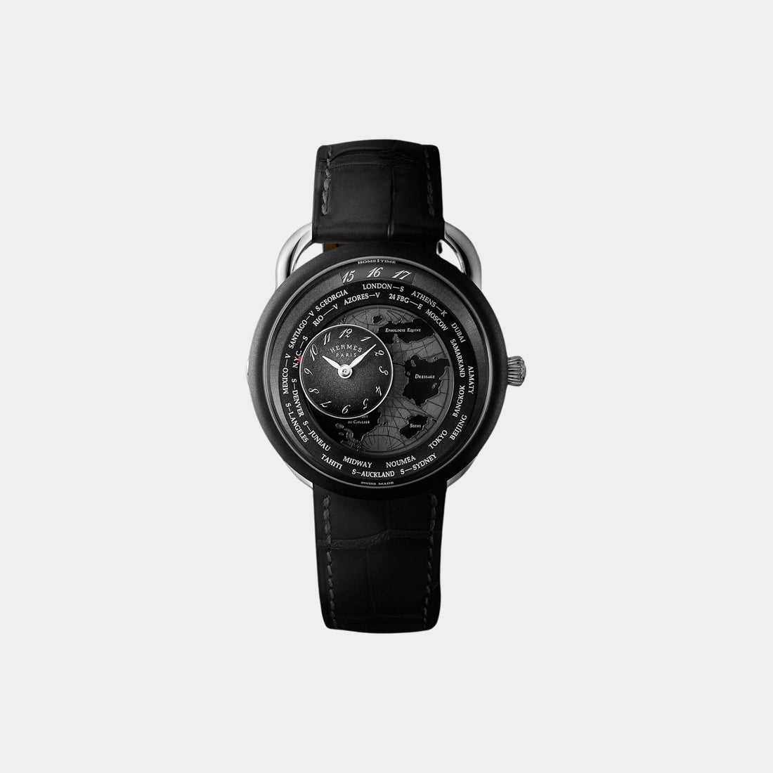 Hermes Arceau Le Temps Voyageur 41 mm Platinum And Titanium Watch