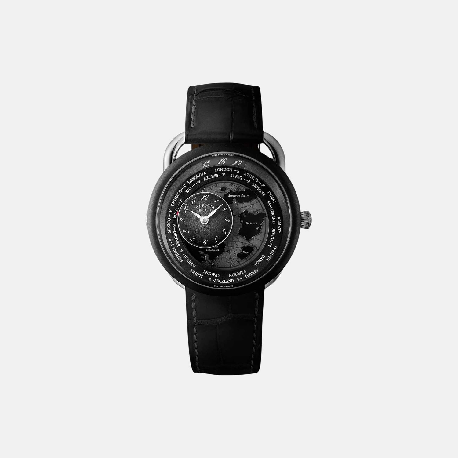 Hermes Arceau Le Temps Voyageur Watch 41mm Platinum