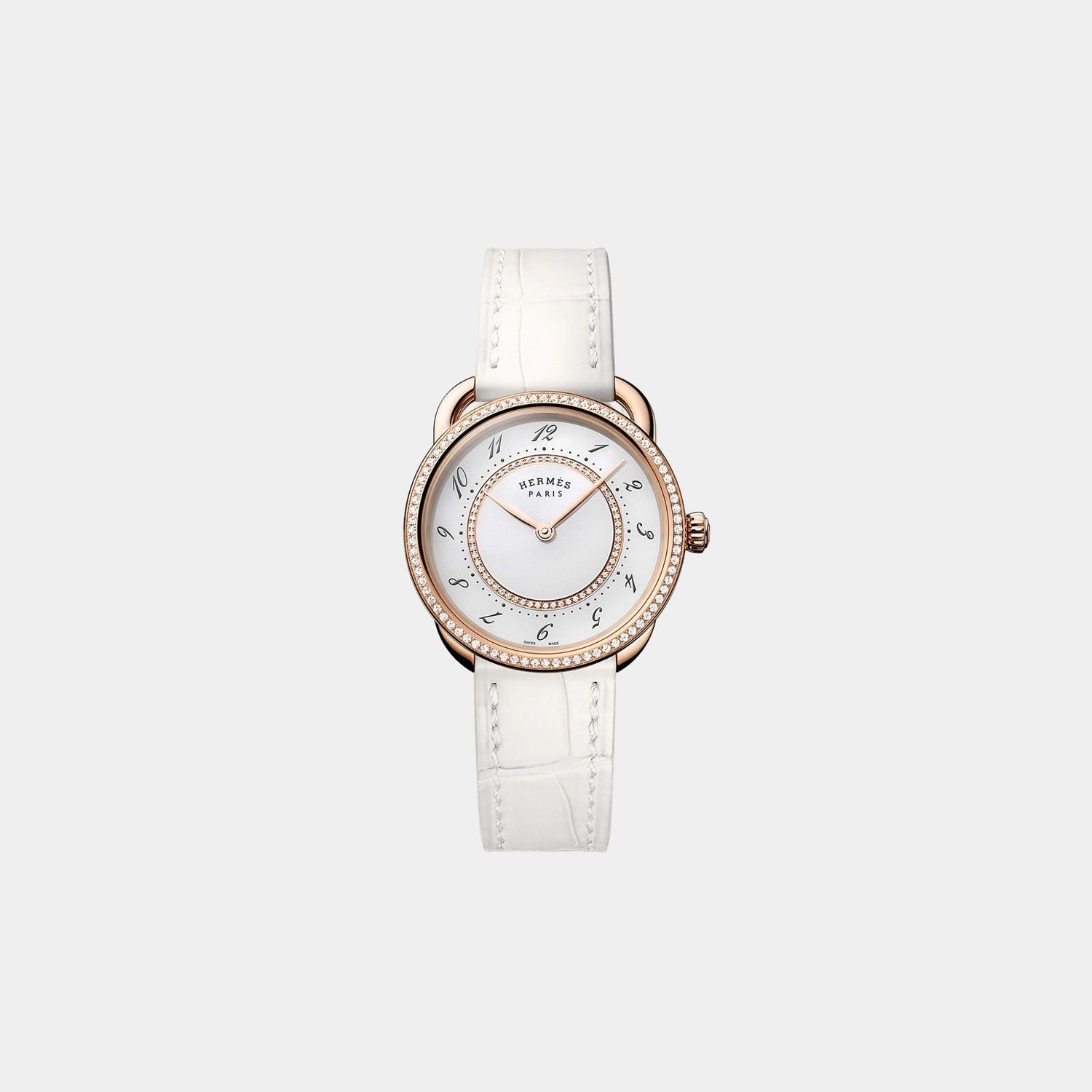 Hermes Arceau Rose Gold Set 30 mm Watch With Alligator Strap
