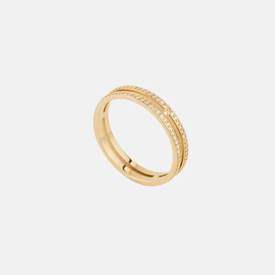 Hermes Ariane Alliance Ring Yellow Gold Diamonds, Front