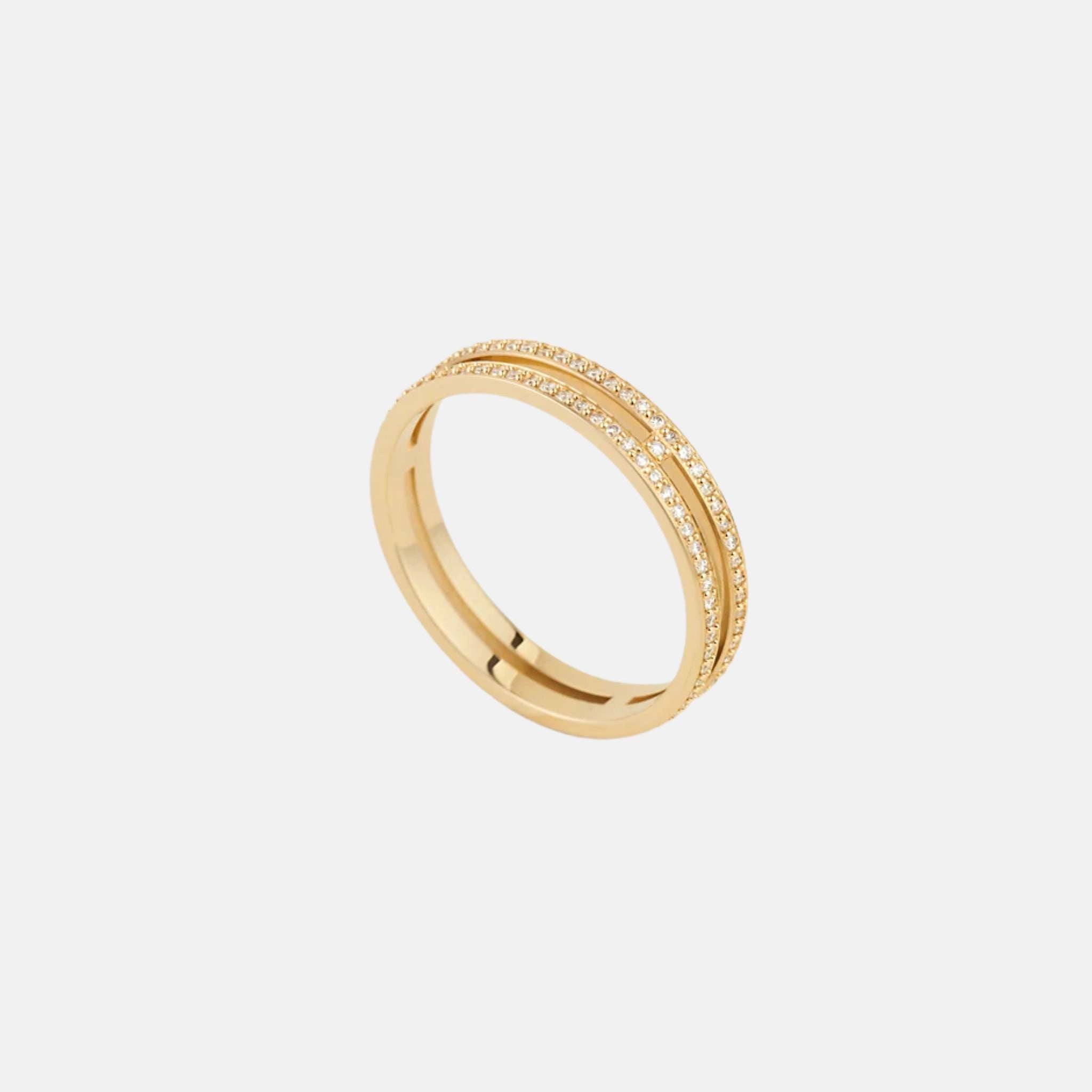 Hermes Ariane Alliance Ring Yellow Gold Diamonds, Front