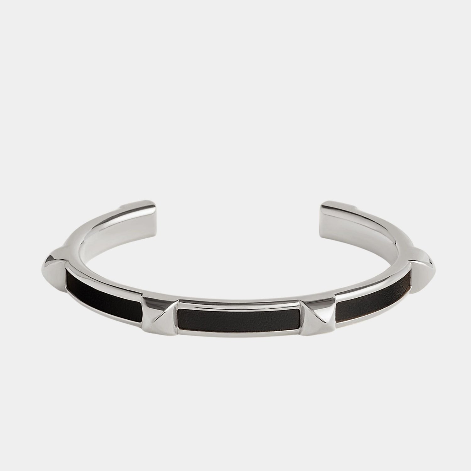 Hermes Athena Bracelet Box Calfskin Palladium Plated, Noir