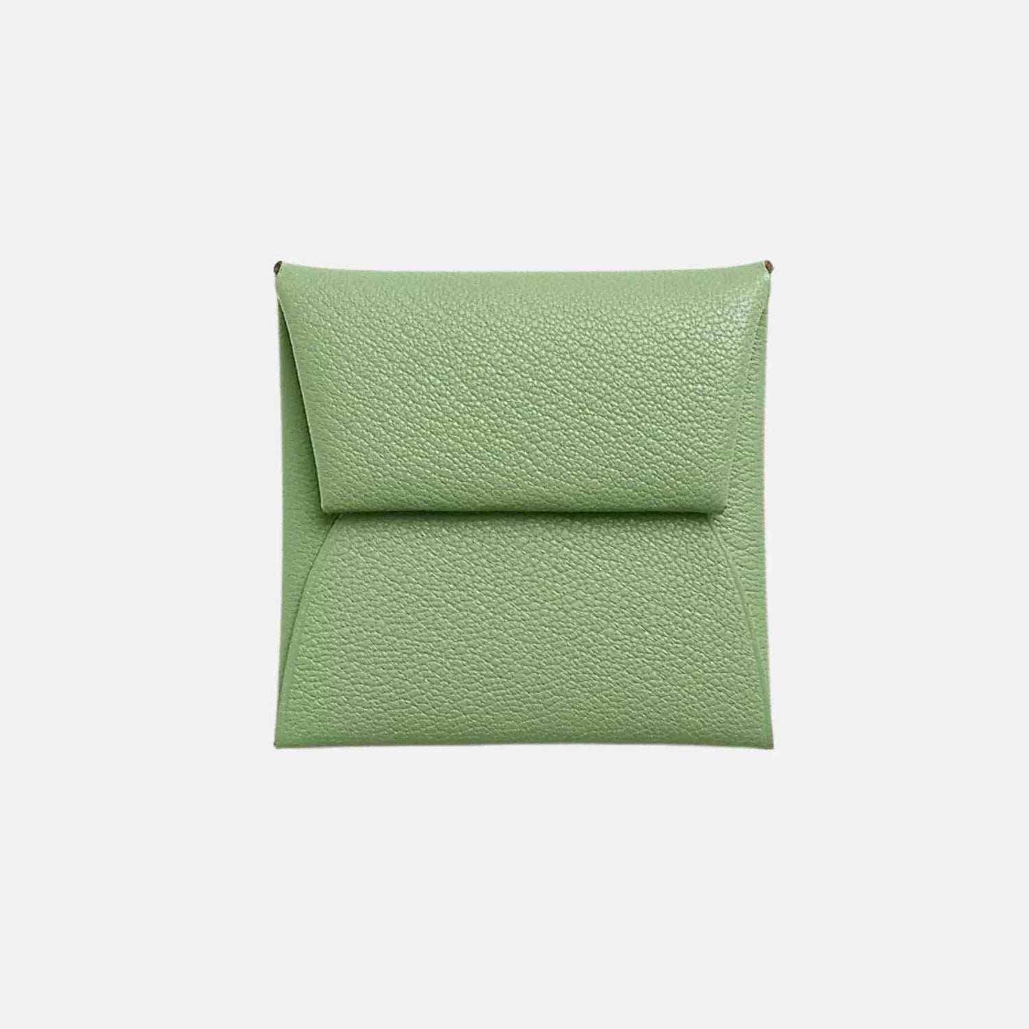 Hermes Bastia Purse Mysore Goatskin , Vert Cirquet/Caramel, Front