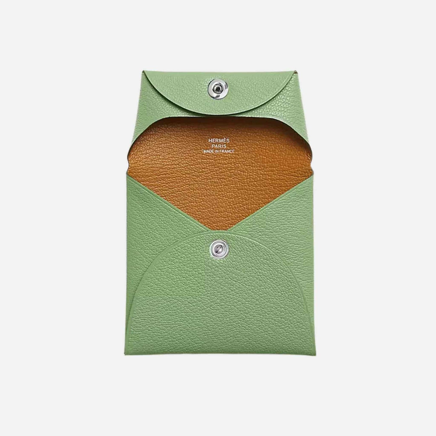 Hermes Bastia Purse Mysore Goatskin , Vert Cirquet/Caramel, Front