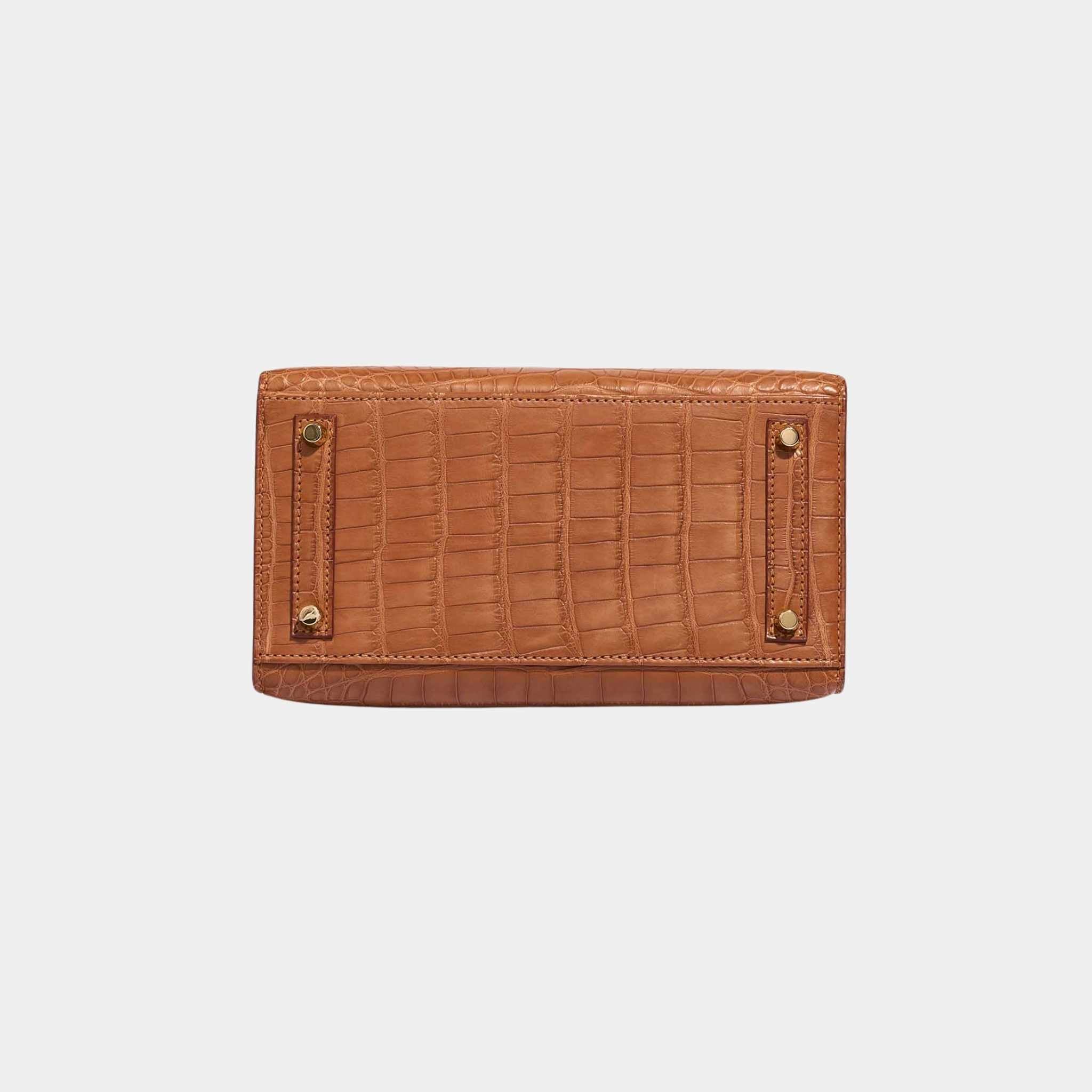 Hermes Birkin 20 Alligator Mississippi Gold GHW, Bottom