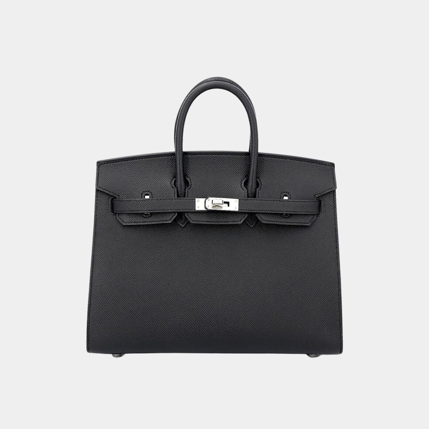 Hermes Birkin 25 Epsom Black PHW, Front, Closed