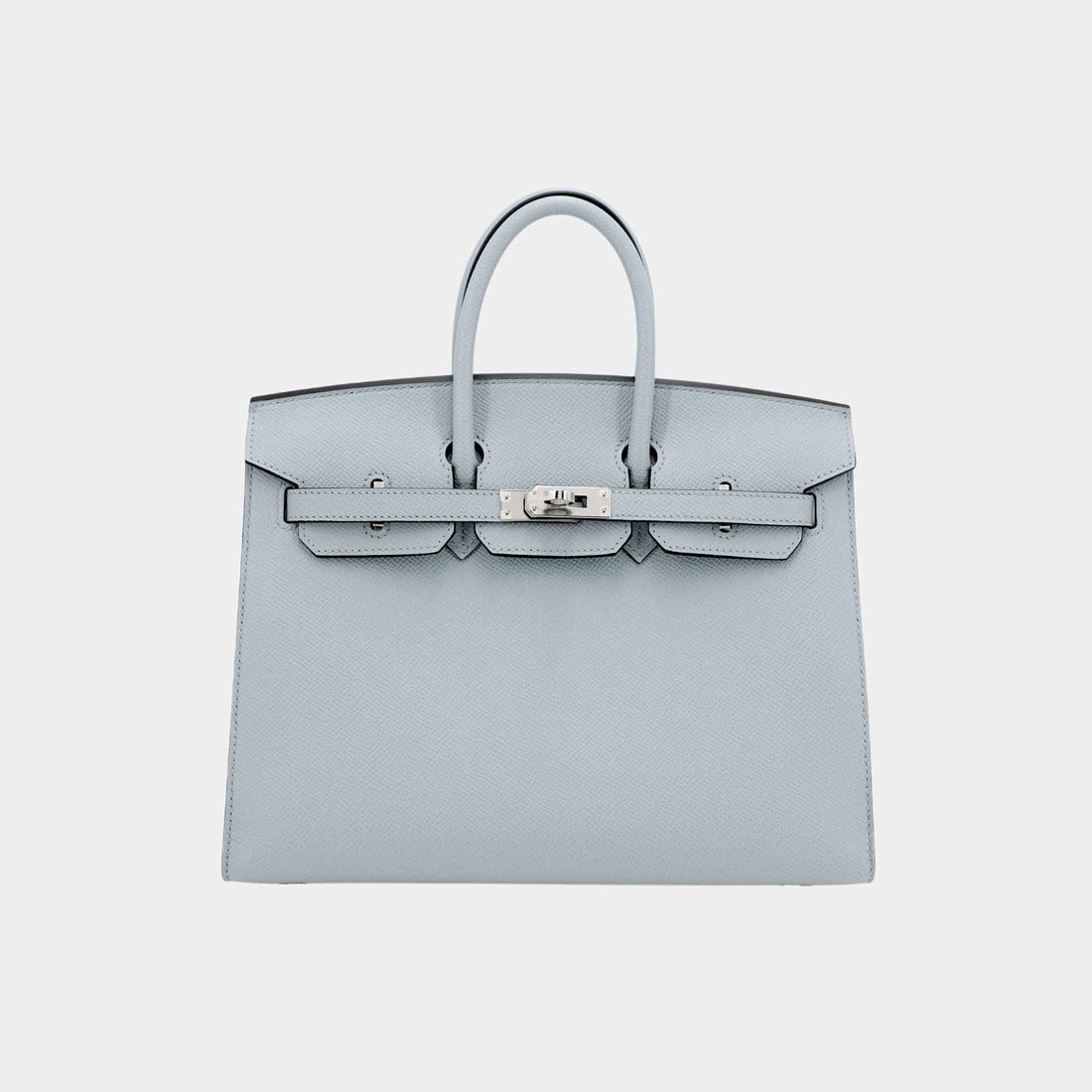 Hermes Birkin 25 Epsom Sellier Bleu Glacier PHW, Front