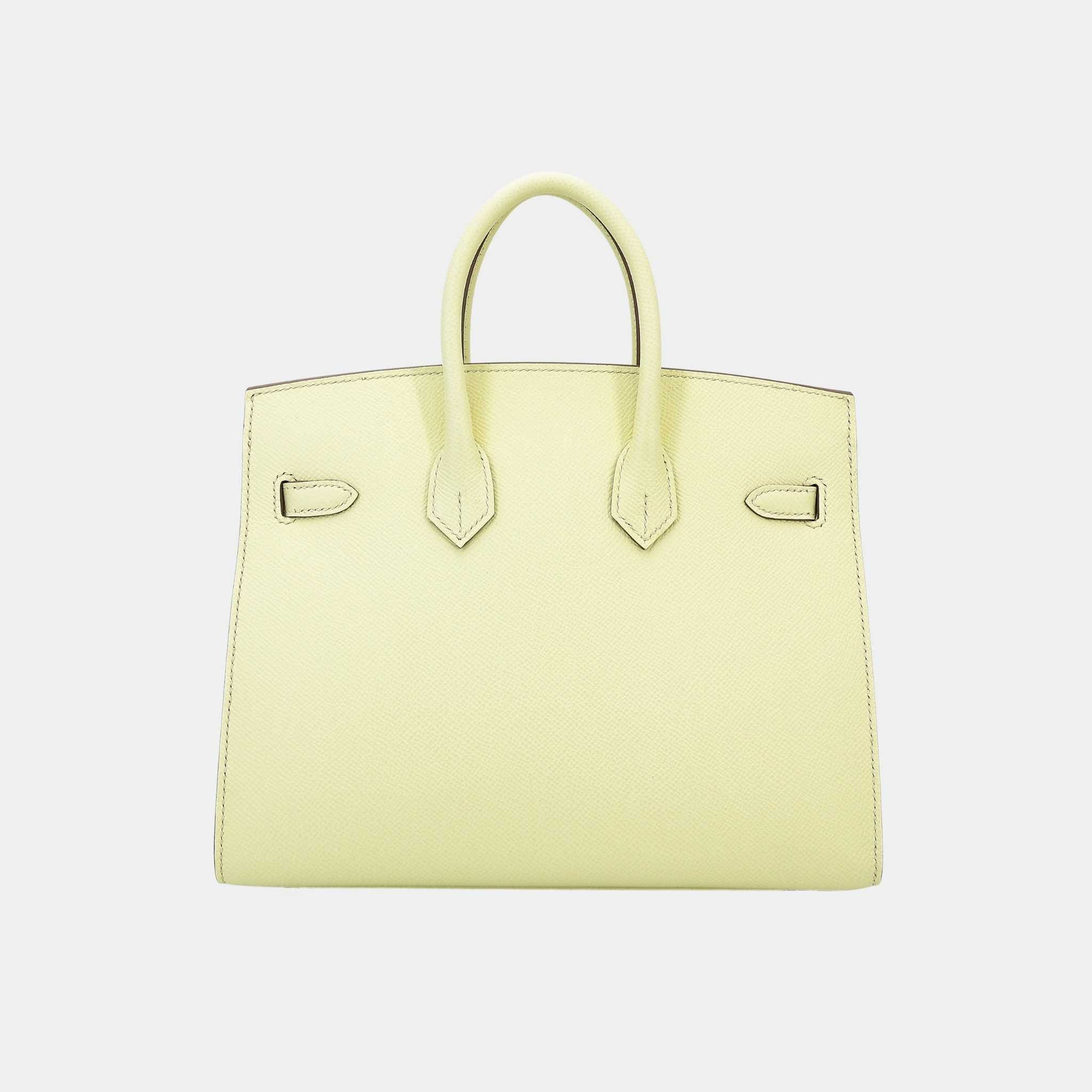 Hermes Birkin 25 Epsom Sellier Jaune Milton PHW, Back