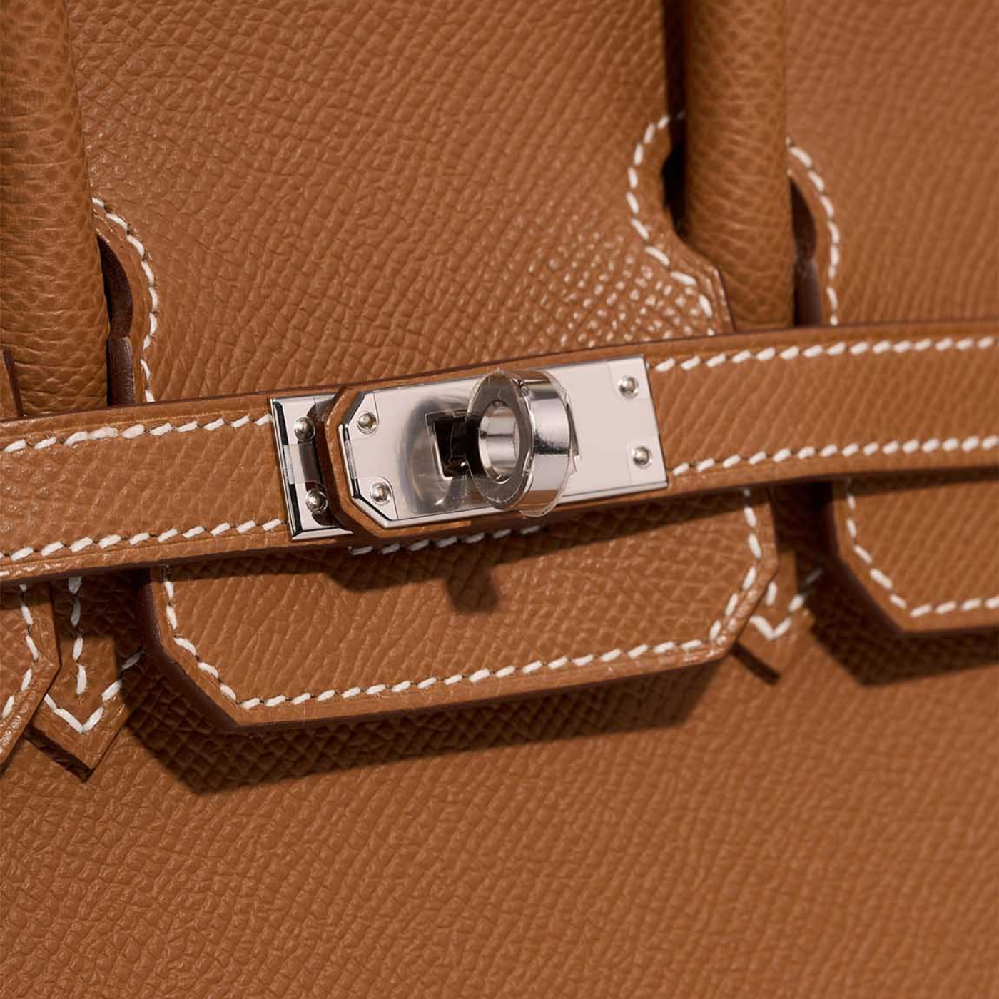 Hermes Birkin 25 Gold Epsom Palladium Hardware View