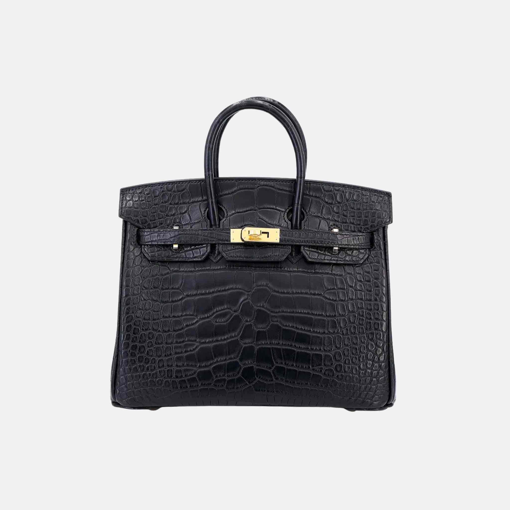 Hermes Birkin 25 Matte Alligator Black GHW, Front