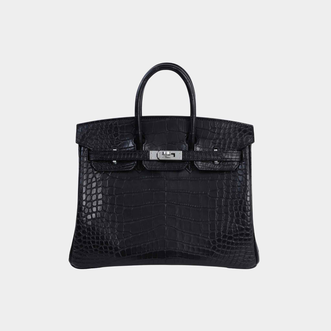 Hermes Birkin 25 Matte Alligator Black PHW, Front
