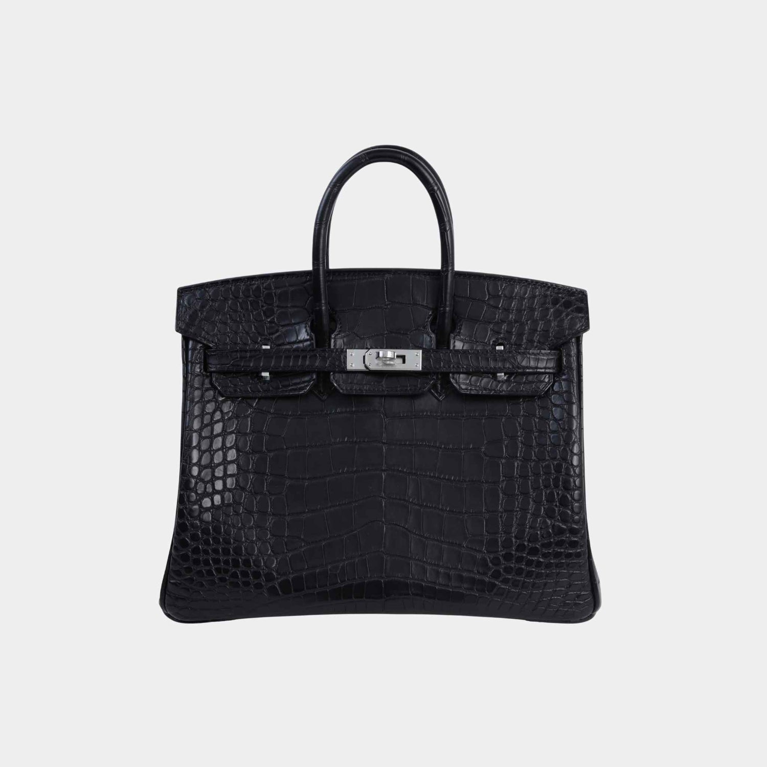 Hermes Birkin 25 Matte Alligator Black PHW, Front