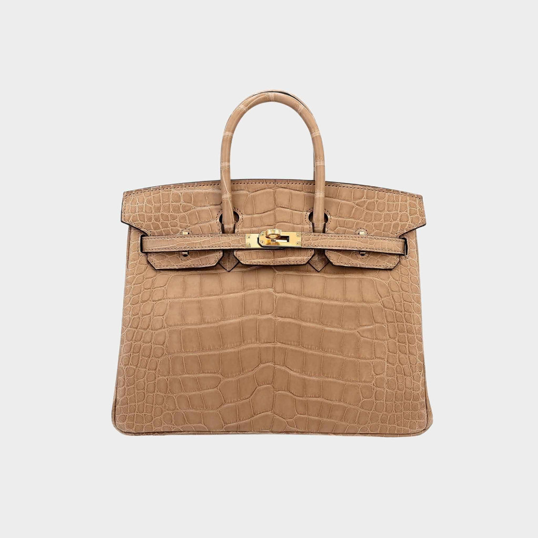 Hermes Birkin 25 Matte Alligator Chai GHW, Front