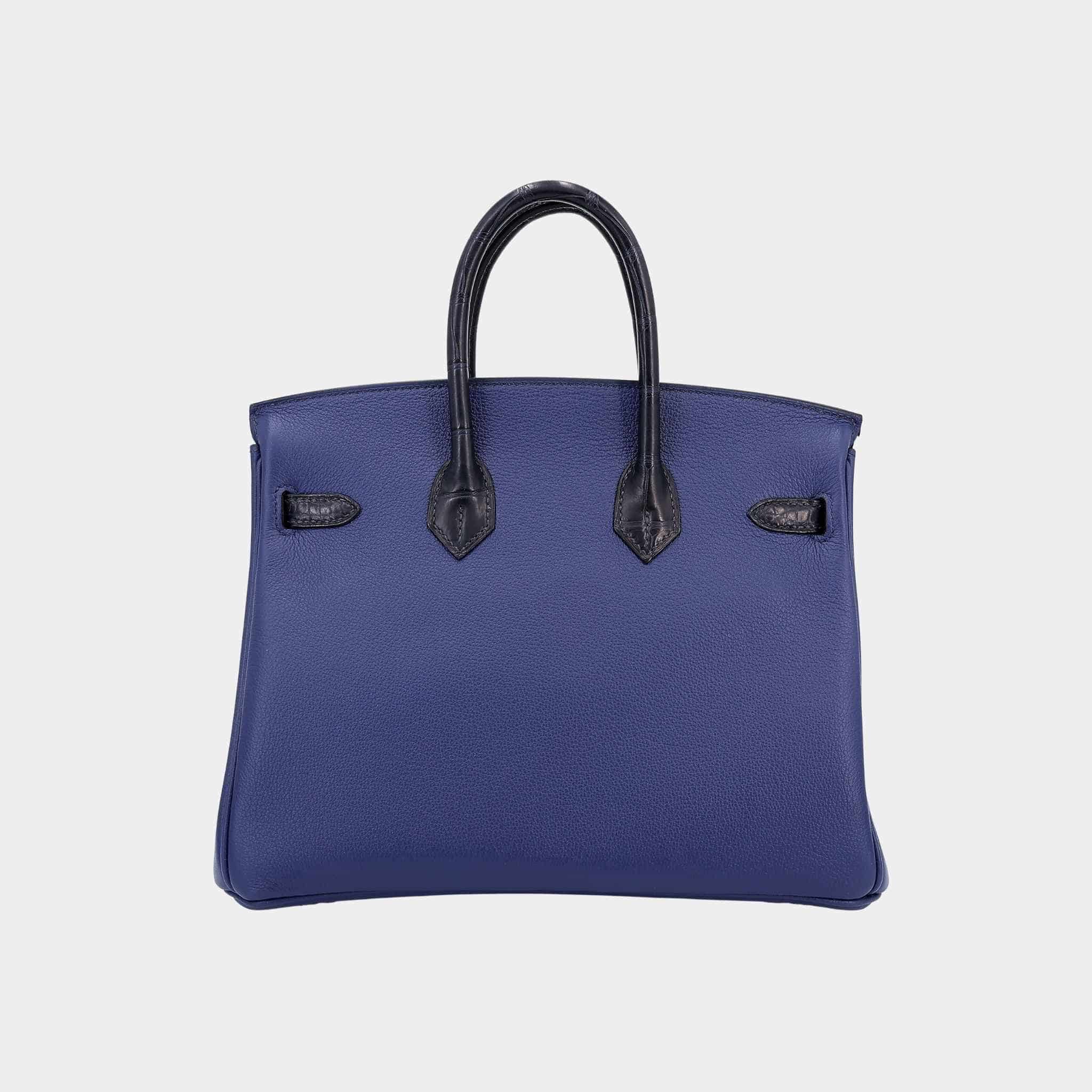 Hermes Birkin 25 Matte Alligator-Taurillion Novillo Bleu Saphir GHW, Back