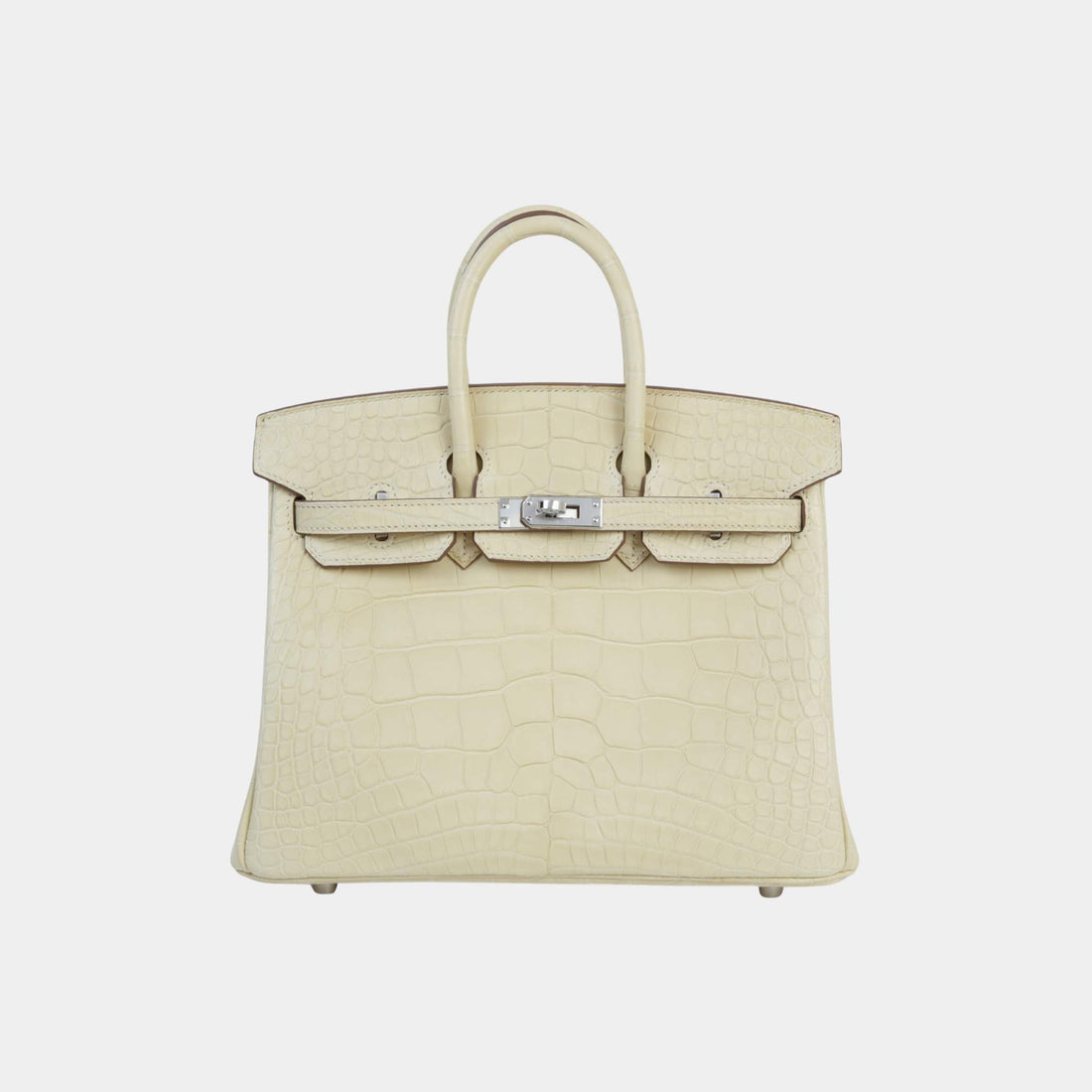 Hermes Birkin 25 Matte Alligator Vanille PHW, Front