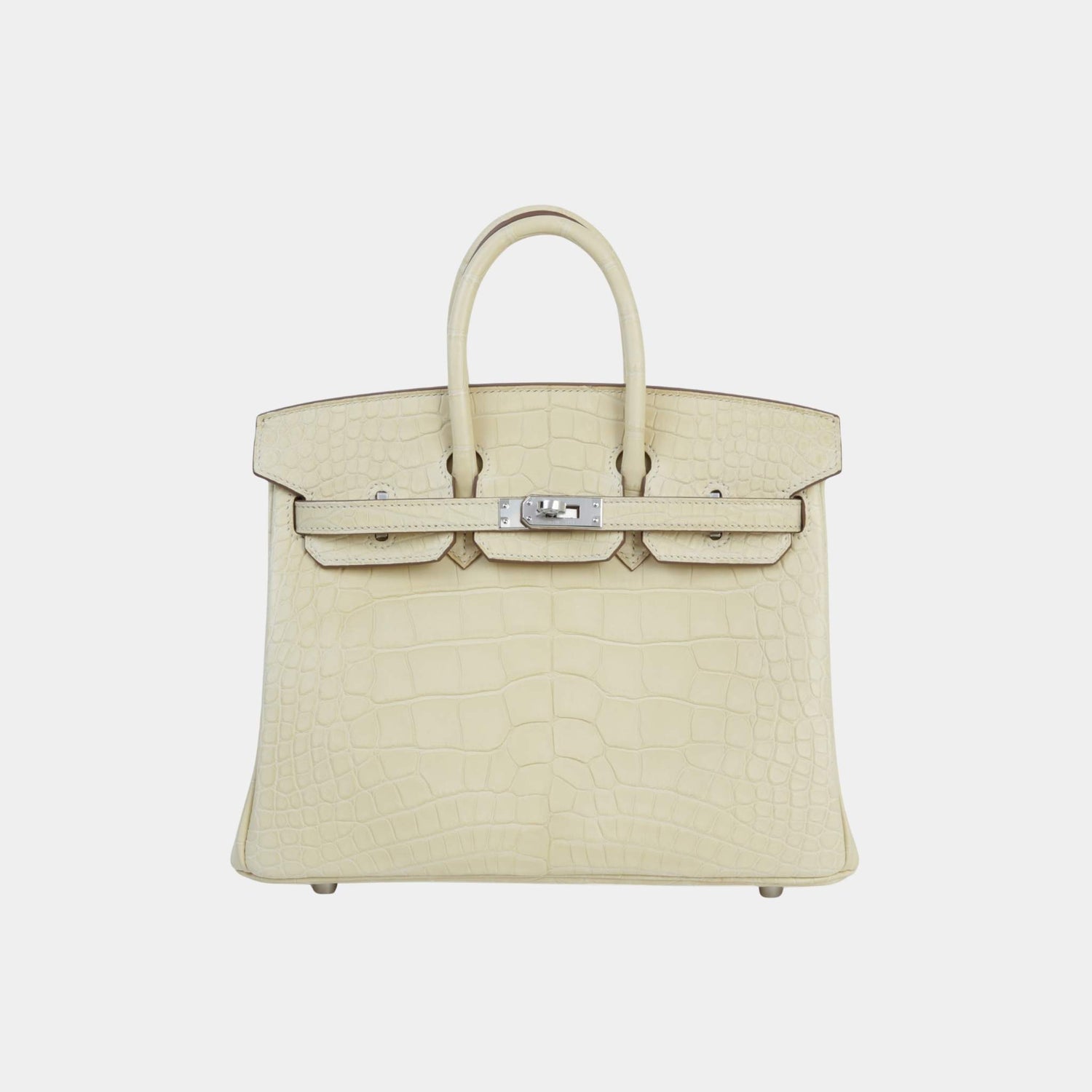Hermes Birkin 25 Matte Alligator Vanille PHW, Front