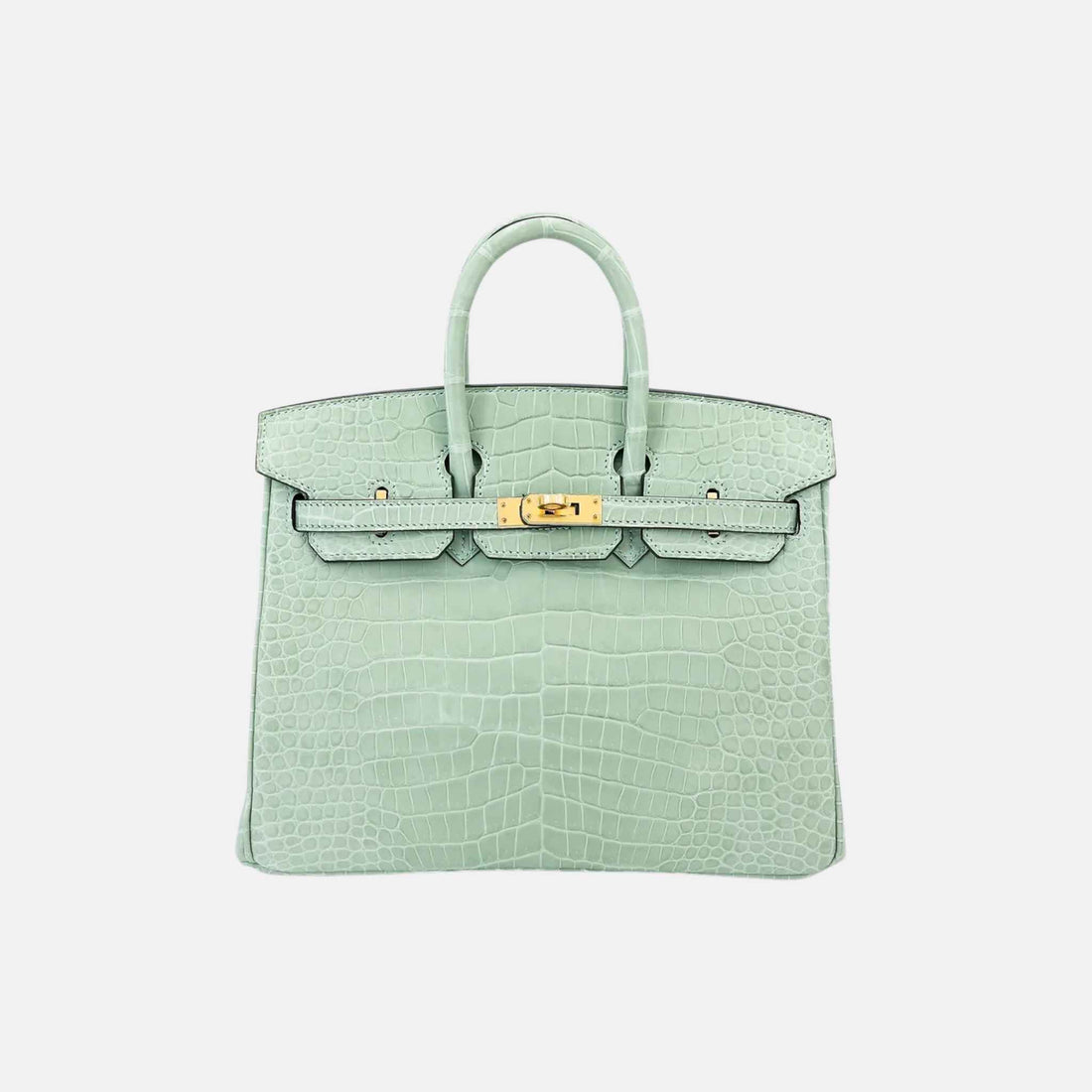 Hermes Birkin 25  Matte Porosus Crocodile Vert d’Eau GHW, Front