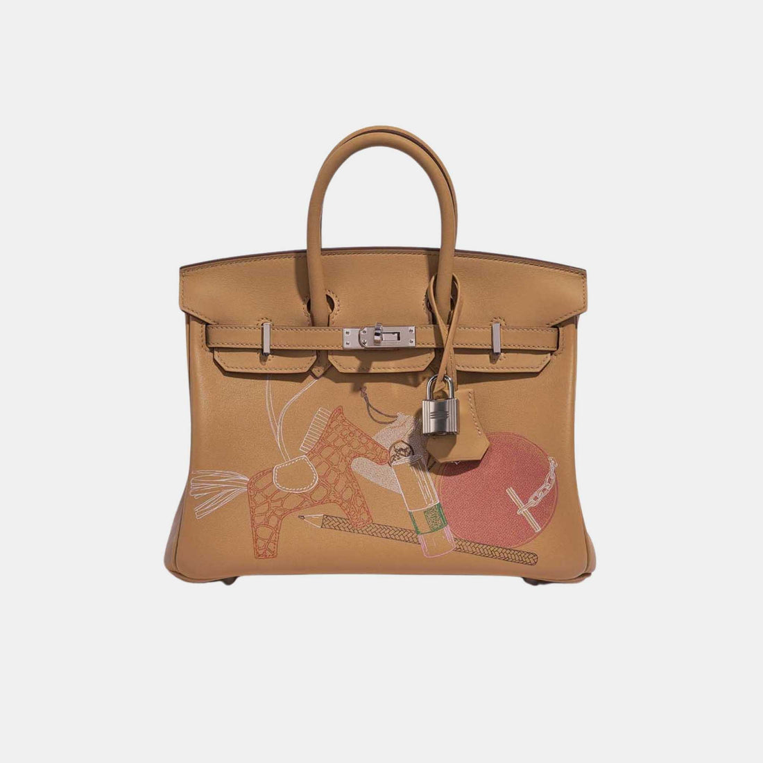 Hermes Birkin 25 Swift Biscuit In and Out, Front