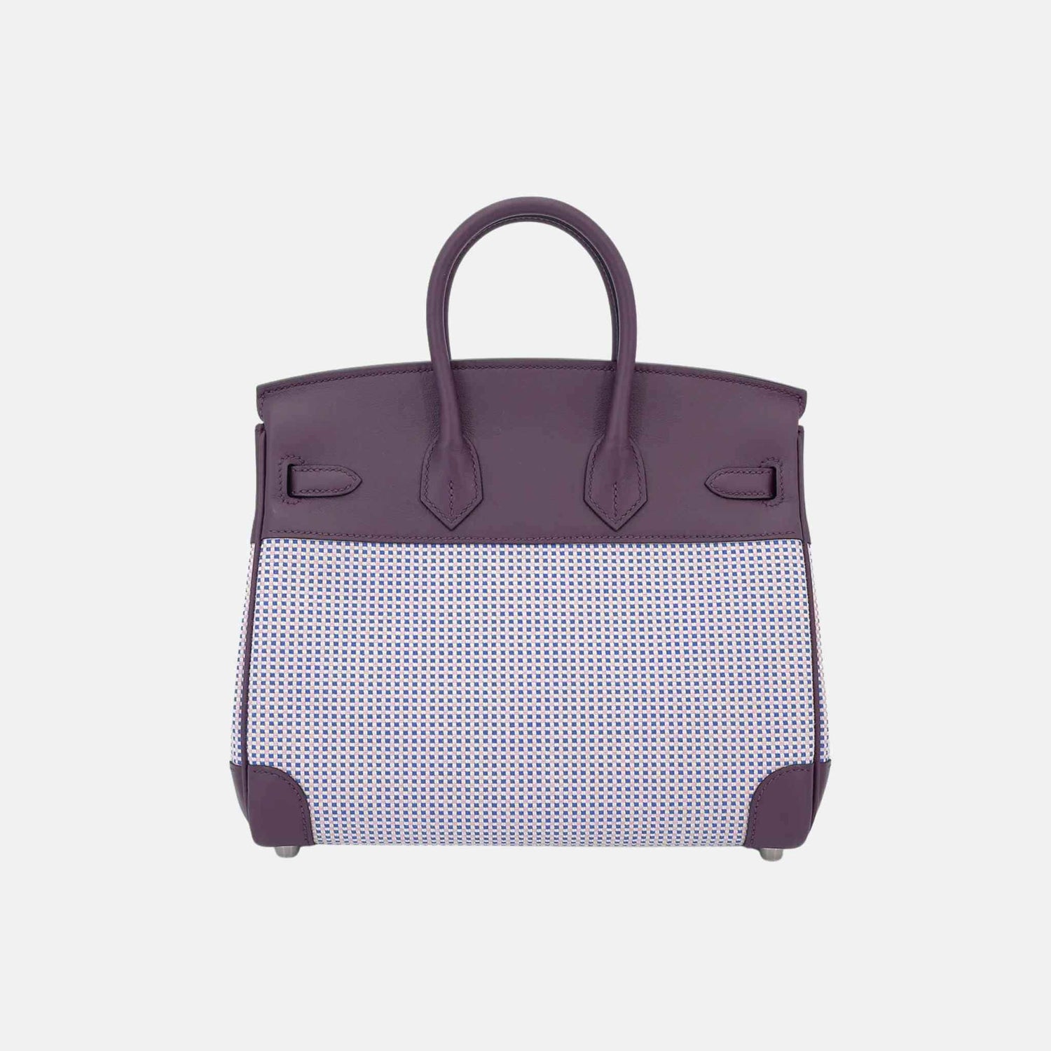 Hermes Birkin 25 Swift-Toile Quadrille Canvas Cassis/Mauve Sylvestre/Ecru PHW,  Back