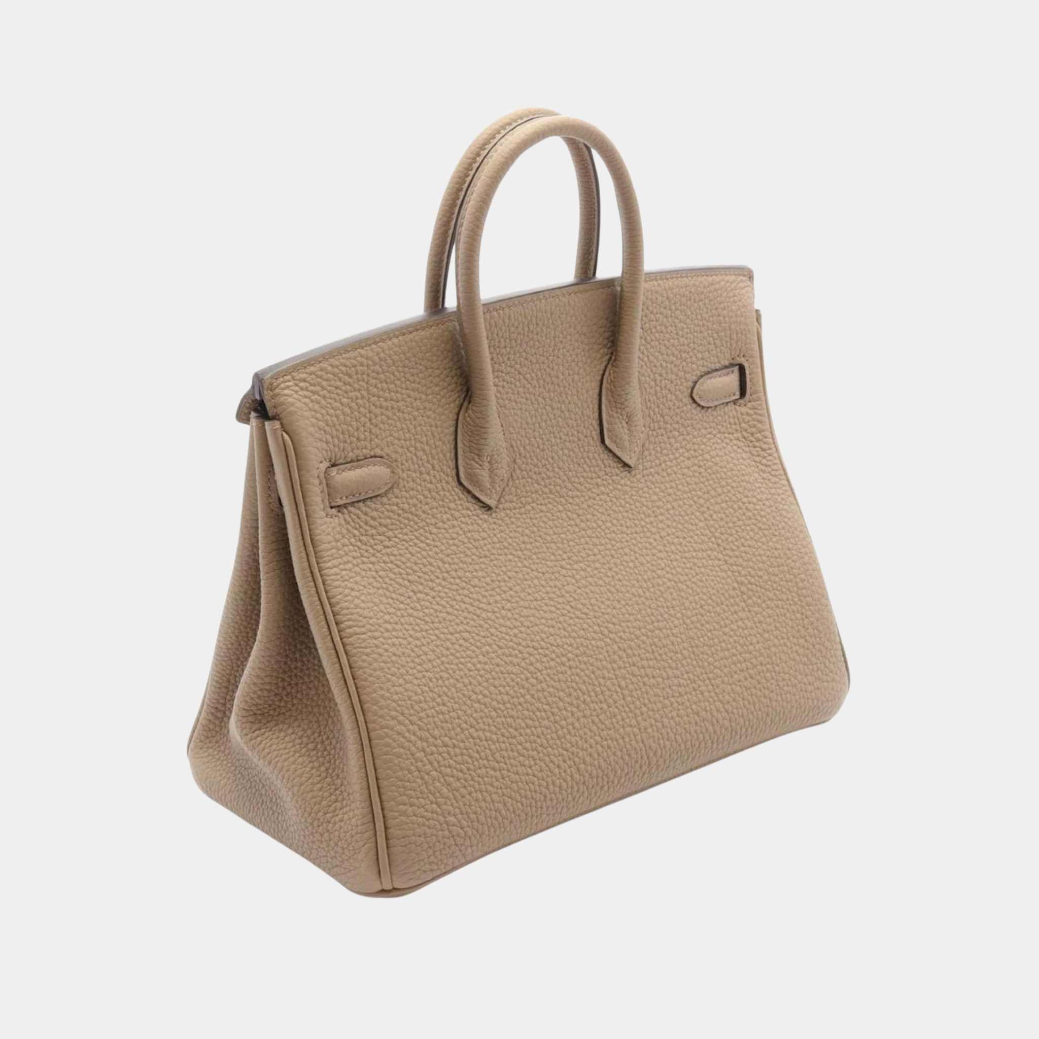 Hermes Birkin 25 Togo Beige Mafra PHW, Side, Front