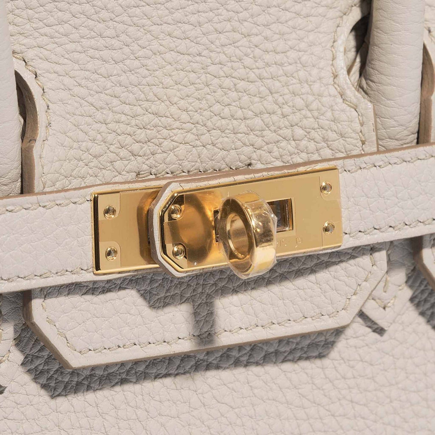 Hermes Birkin 25 Togo Beton GHW, Front, Closeup, Gold Hardware