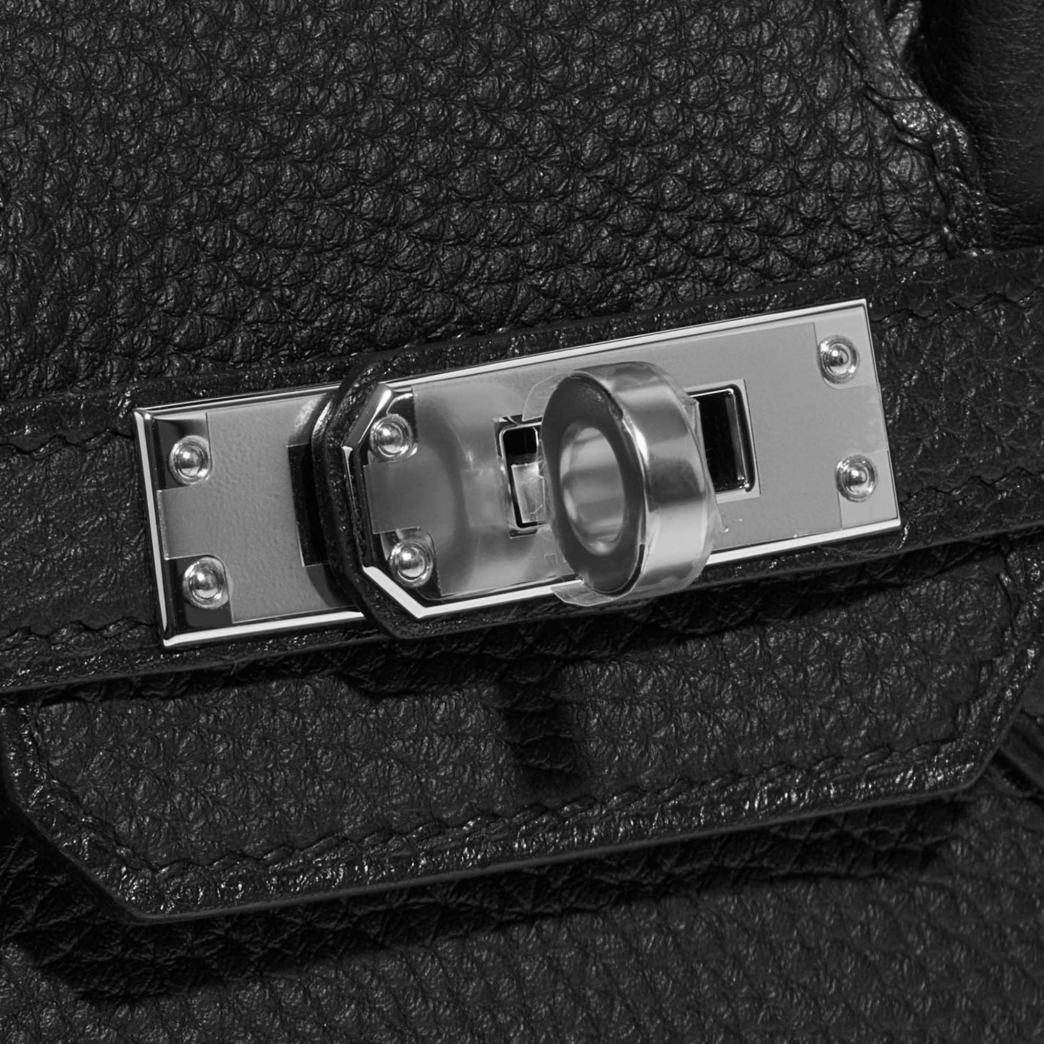 Hermes Birkin 25 Togo Black PHW, Lock, Closeup